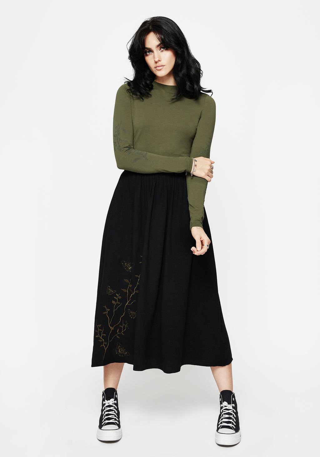 Leune Rose Print Cotton Long Sleeve Top Product Image