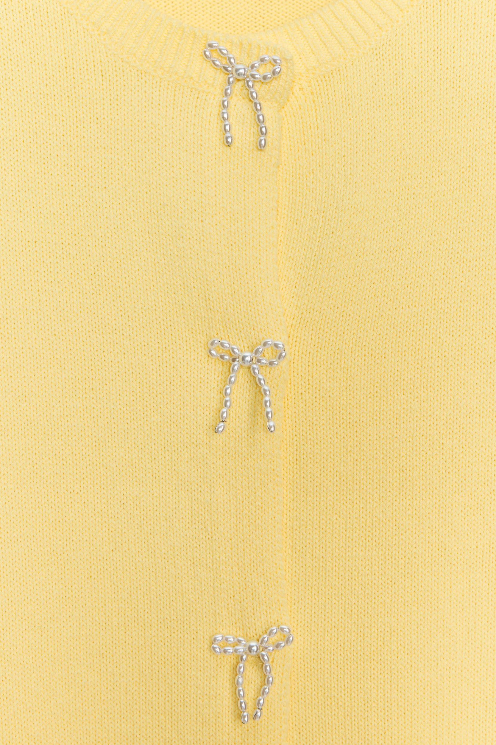 PEARL BOW KNIT CARDIGAN Product Image