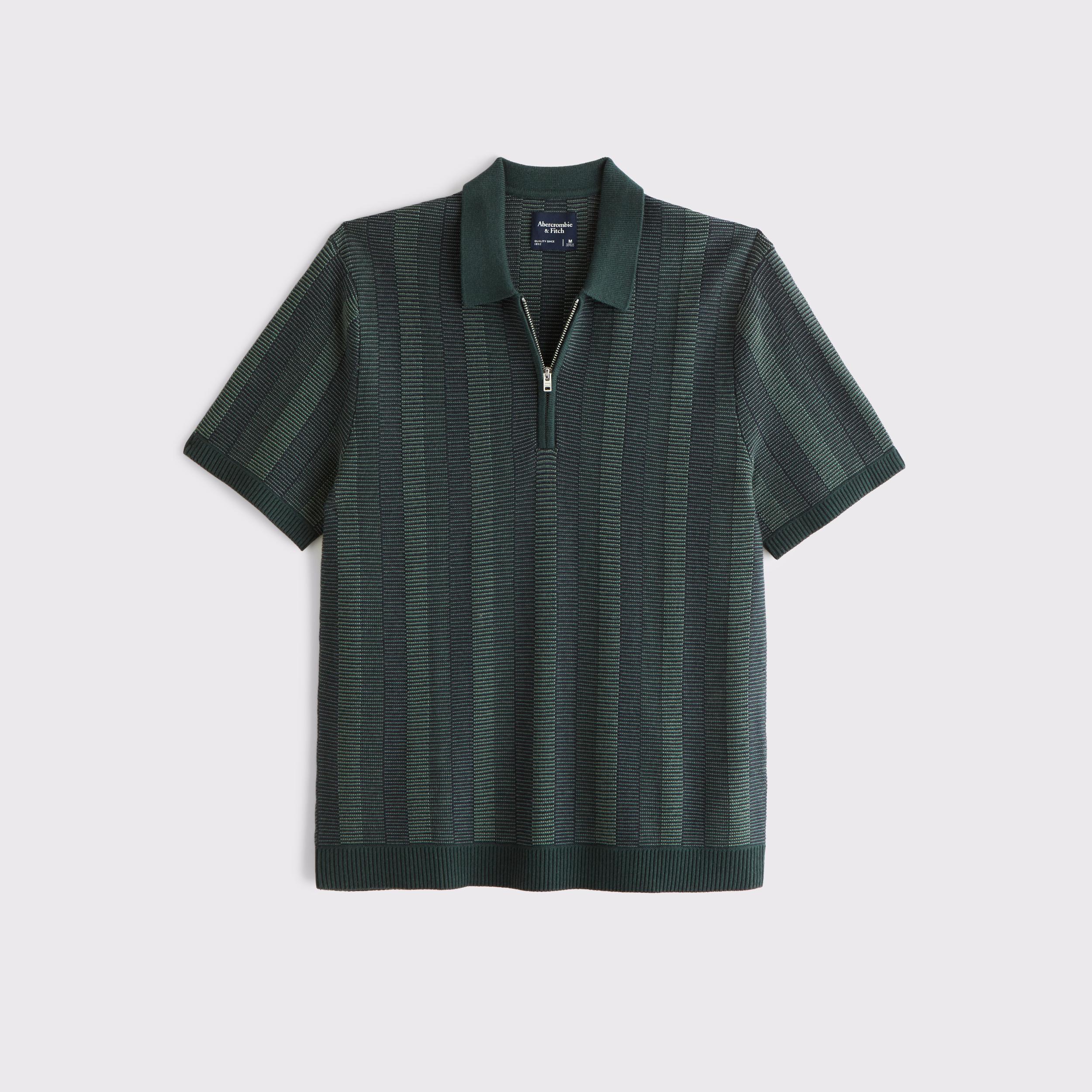 Contrast Textural Zip Sweater Polo Product Image