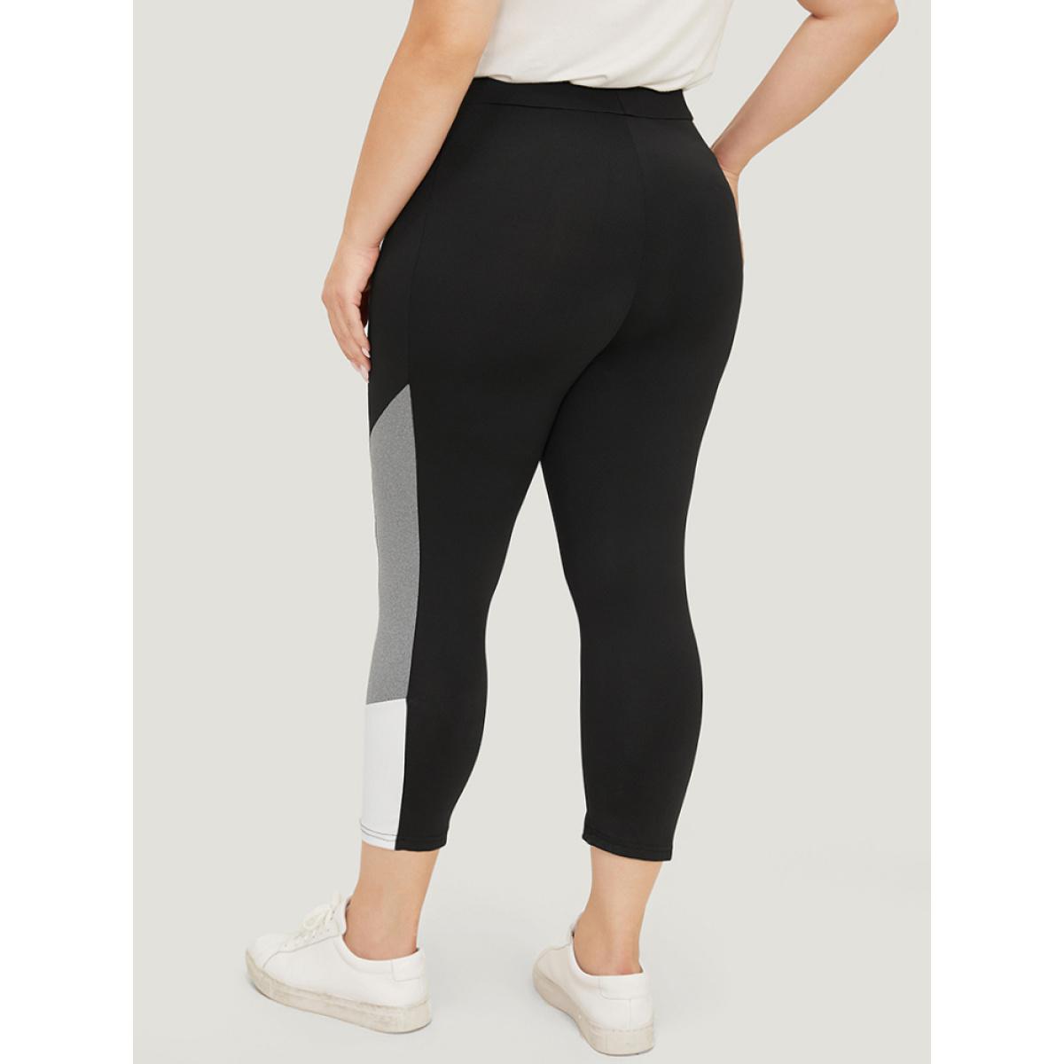 Plus Size Contrast Side Skinny Leggings Women Black Casual High stretch Skinny High Rise Dailywear Leggings BloomChic 10/M Product Image