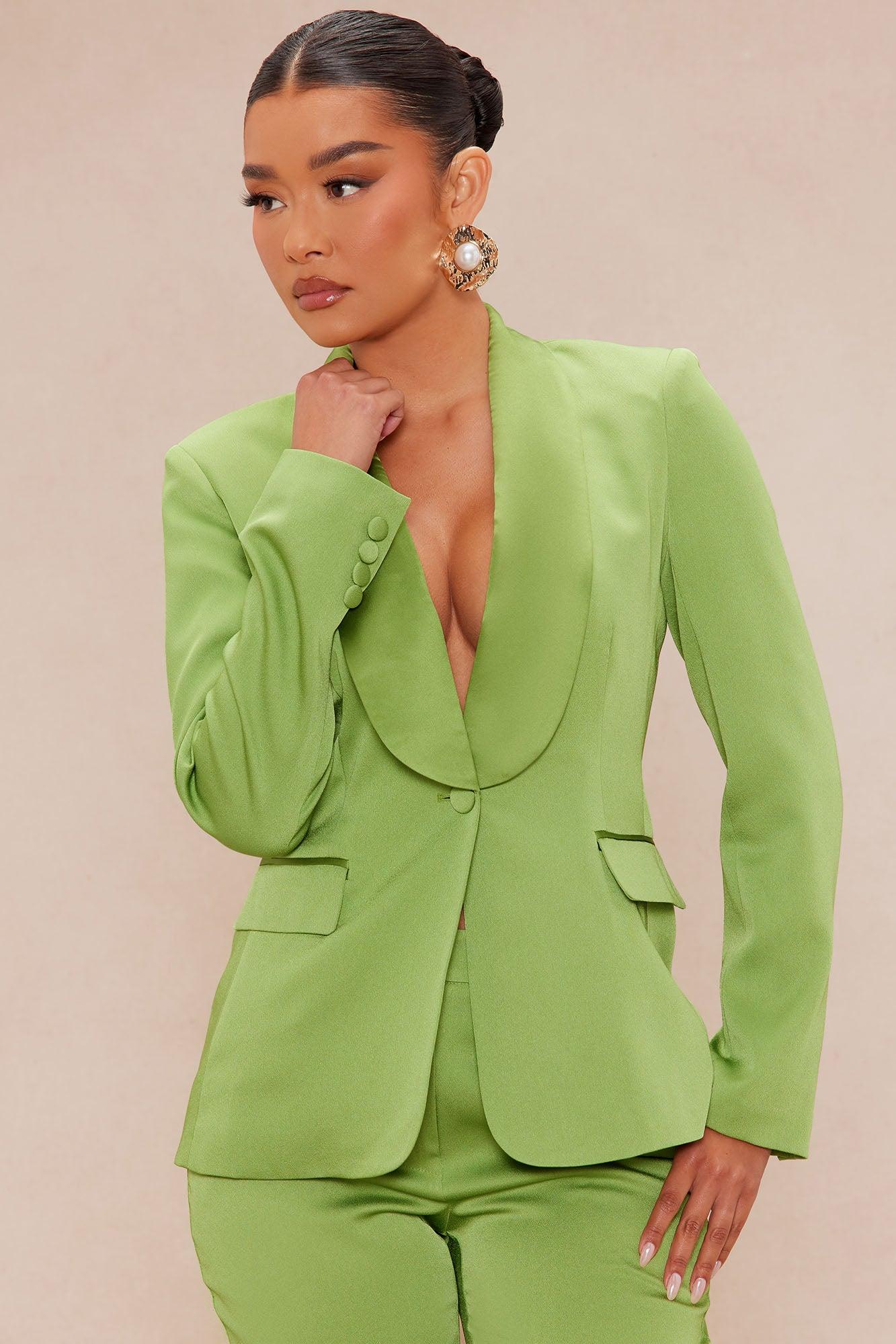 Making Headlines Satin Suit Set - Green Product Image