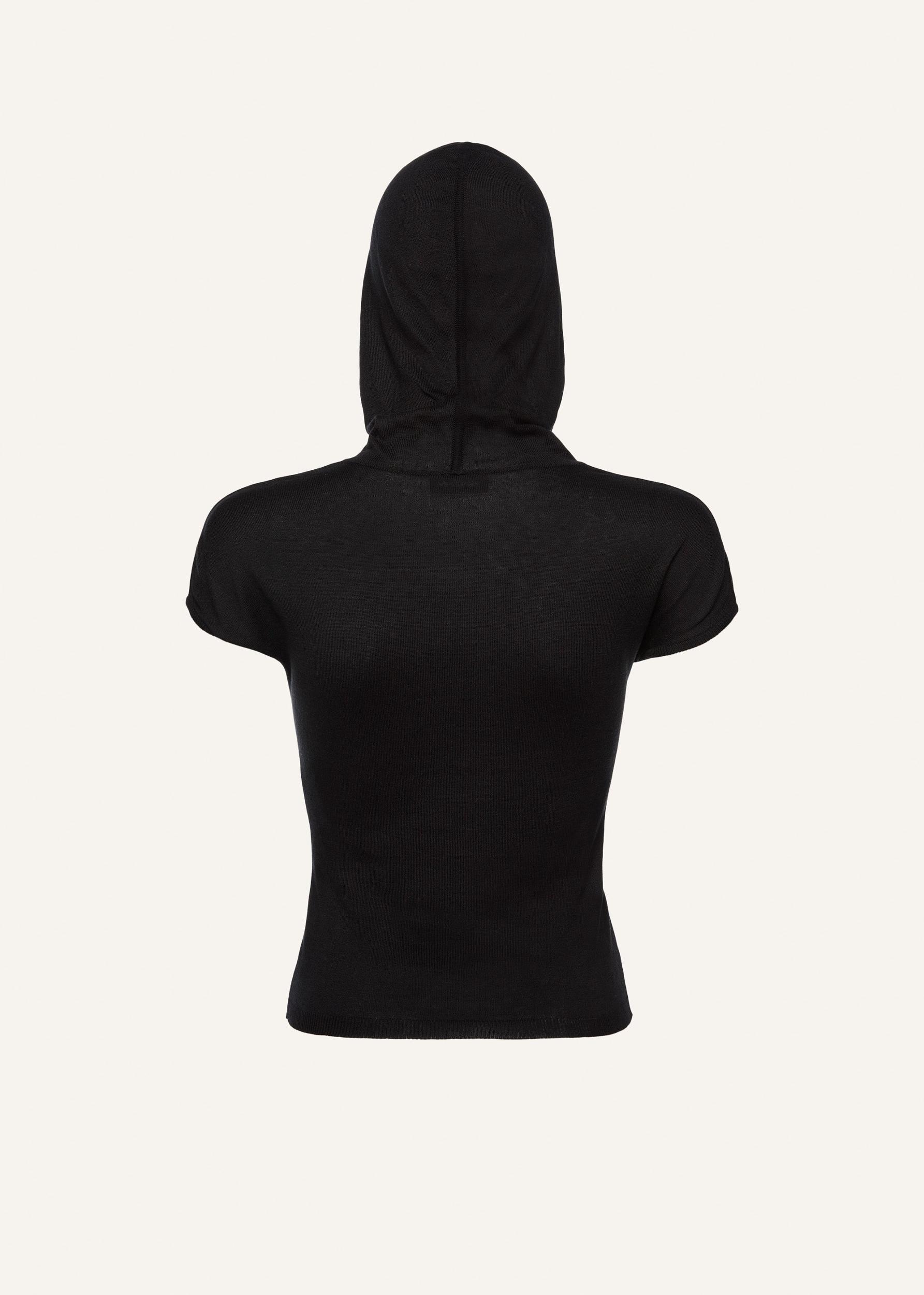 Hooded silk knitwear top in beige Product Image