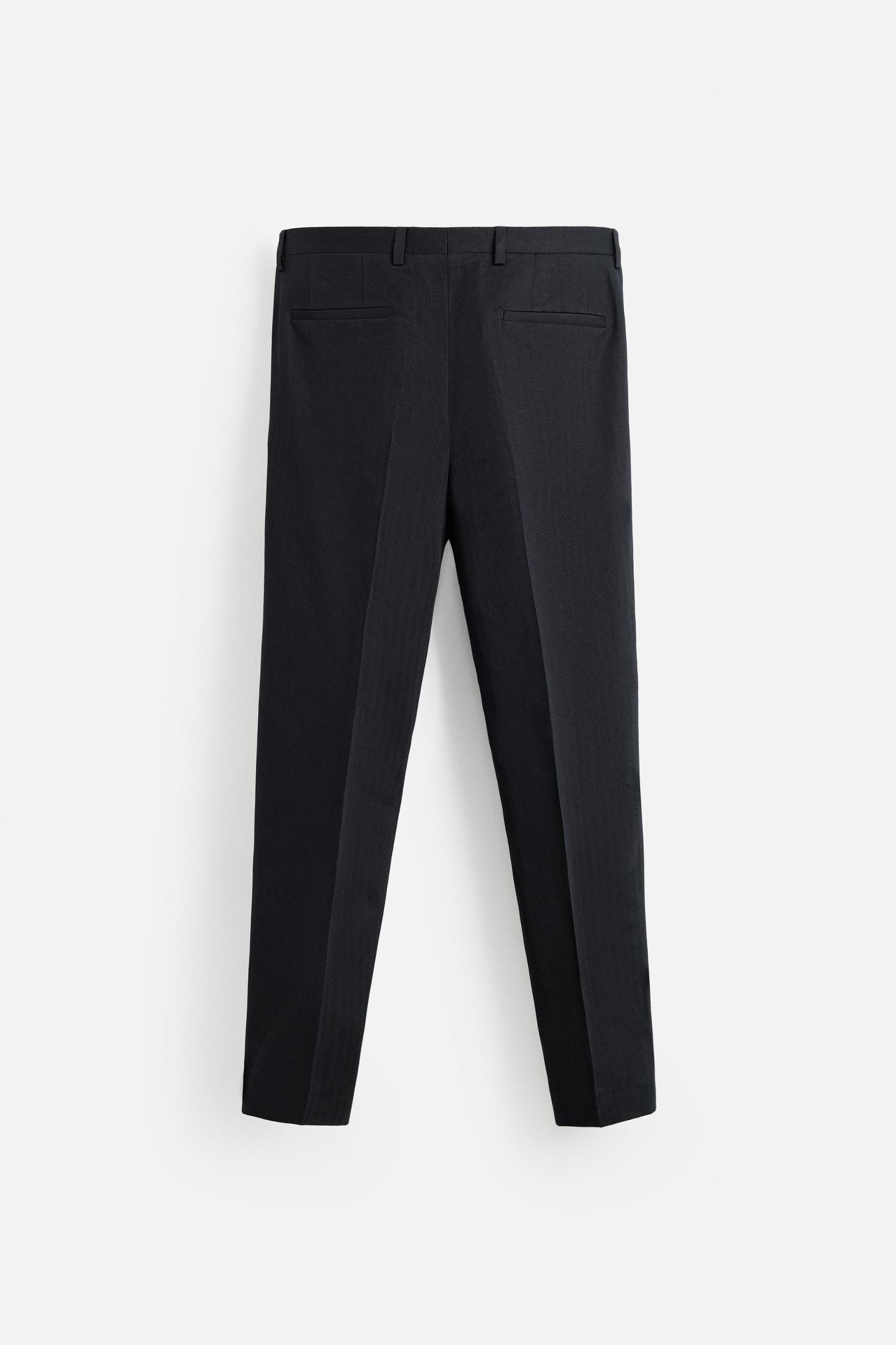 HERRINGBONE LINEN COTTON SUIT PANTS Product Image