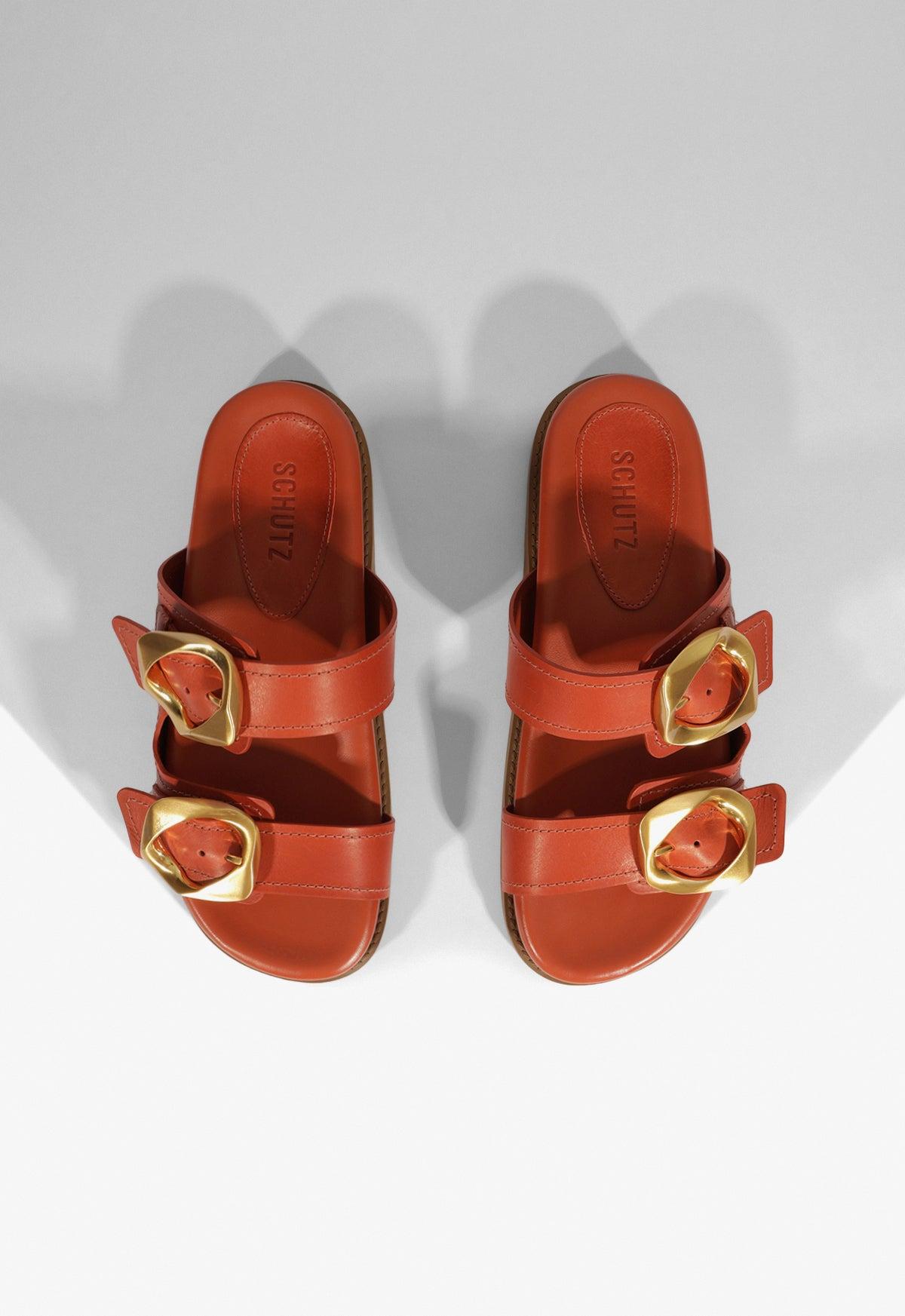 Olga Orange Leather Sporty Sandal Product Image