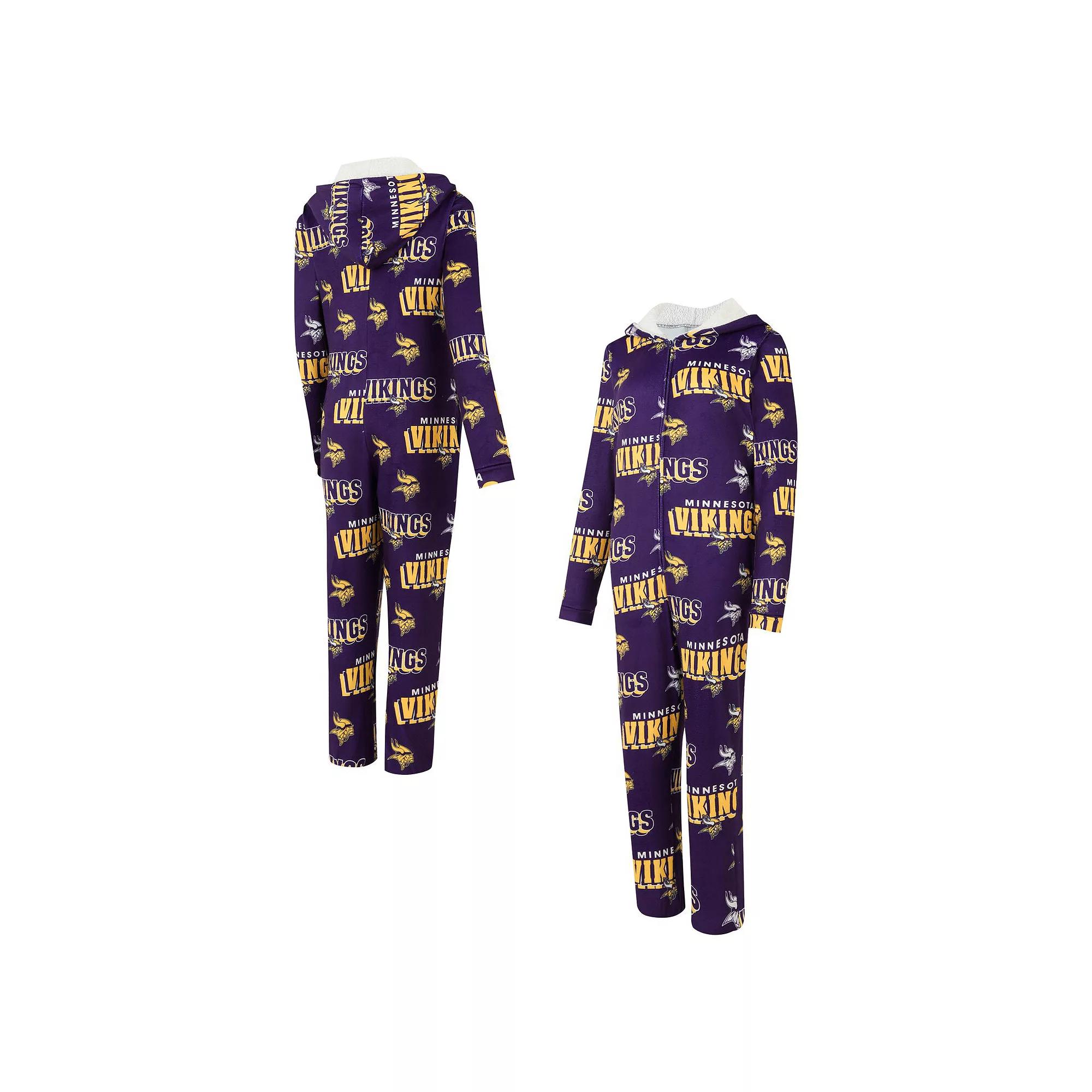 Women's Concepts Sport Purple Minnesota Vikings Roadway Allover Print Microfleece Full-Zip Union Suit,  Product Image