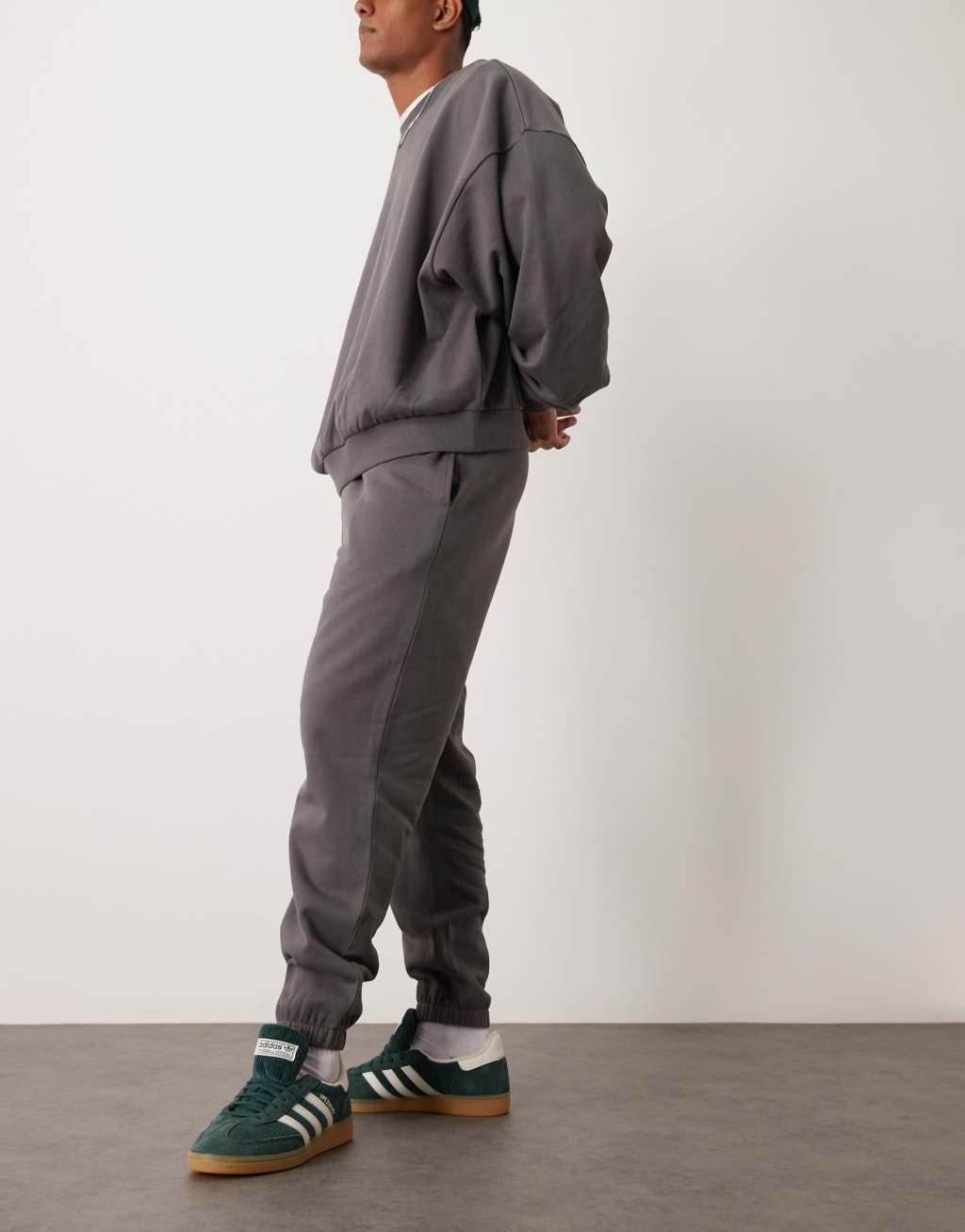 ASOS DESIGN essential tapered sweatpants in charcoal Product Image