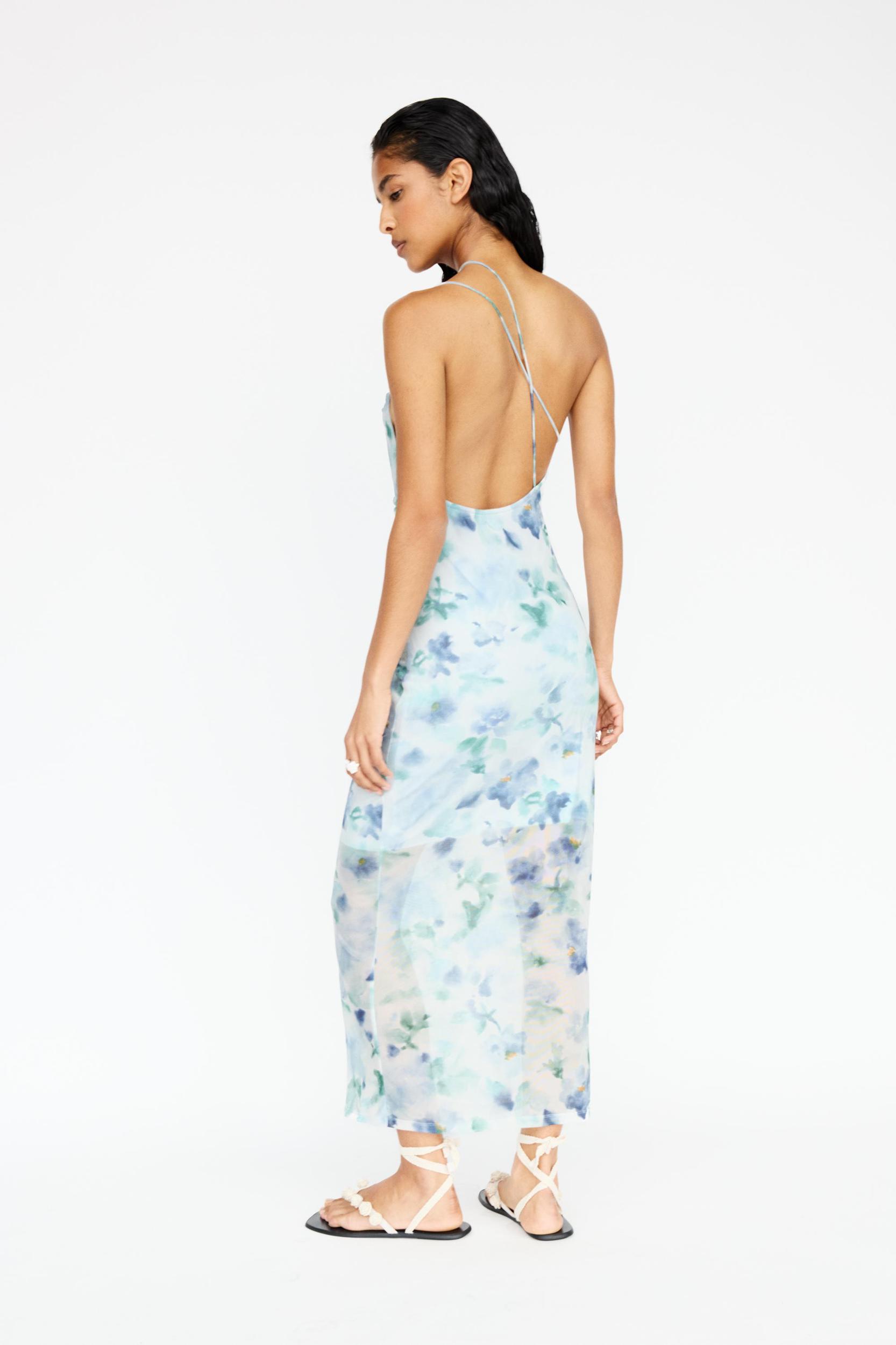 Blue floral midi dress Product Image