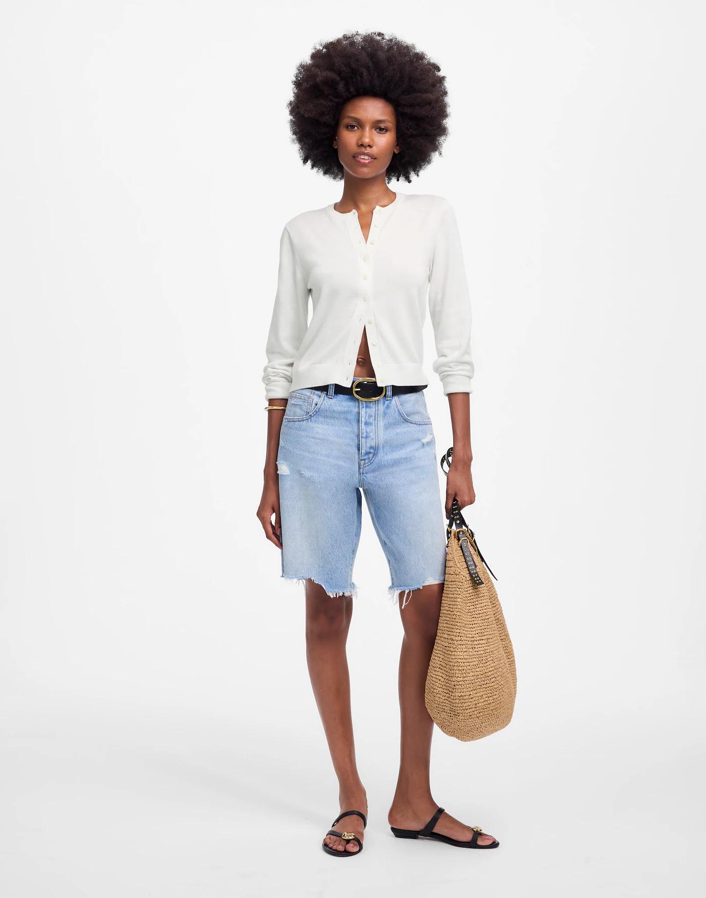 Cotton Crewneck Cardigan Product Image