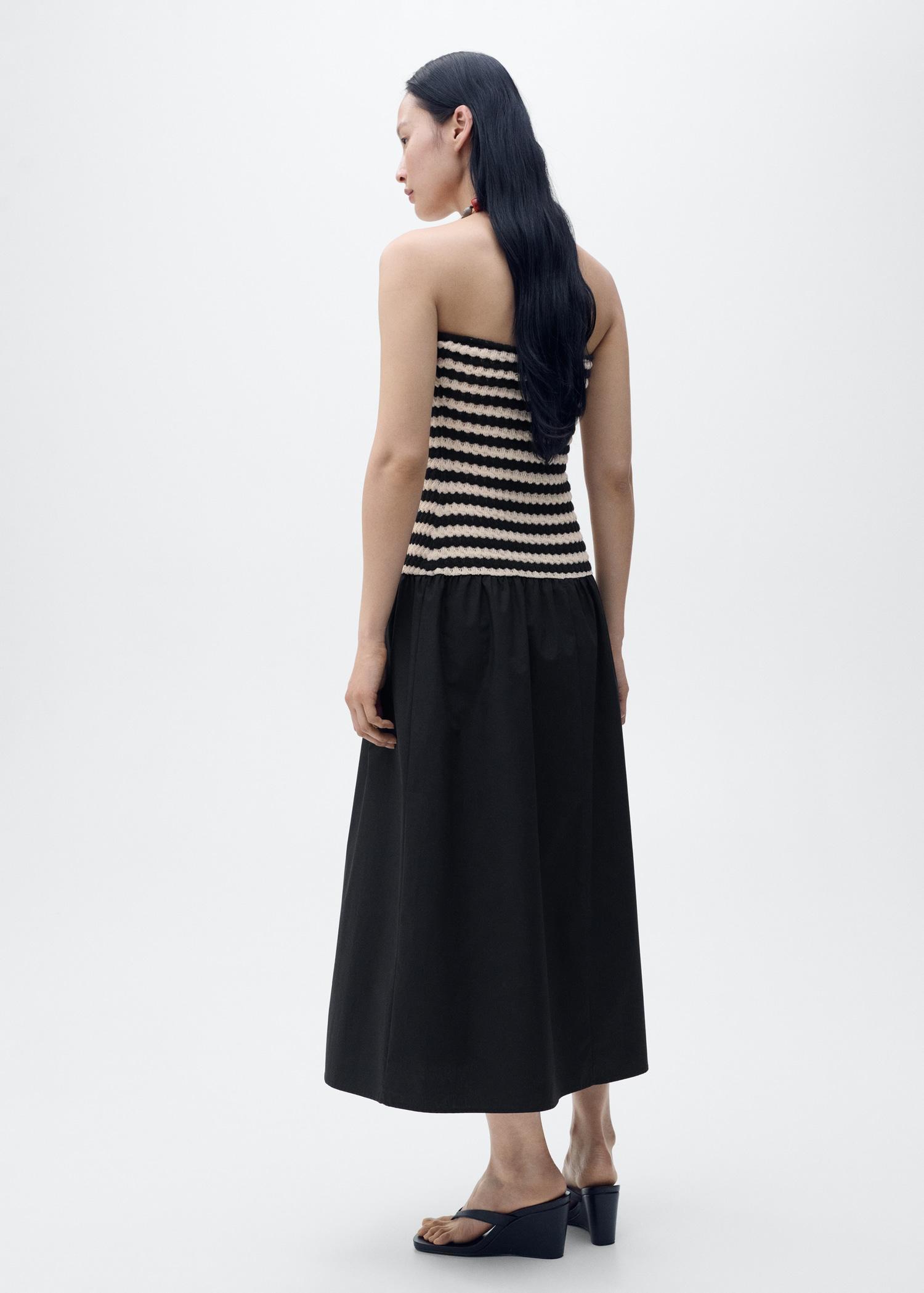 Combined striped strapless dress - Women | MANGO USA Product Image