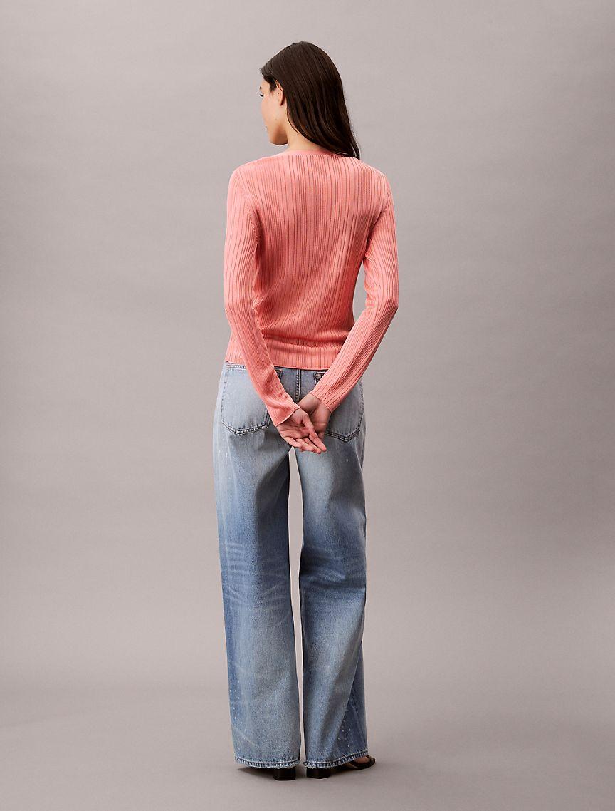 Shiny Viscose Ribbed Cardigan Product Image