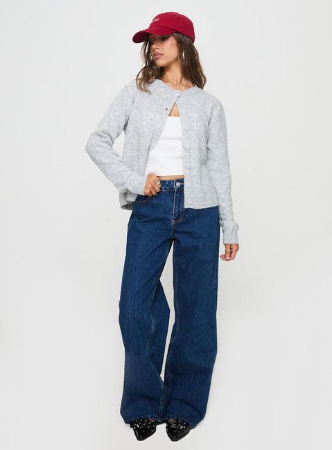 Shima Low Rise Straight Leg Jeans Mid Wash Product Image