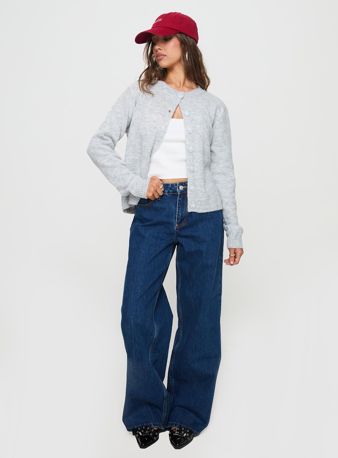 Shima Low Rise Straight Leg Jeans Mid Wash Product Image