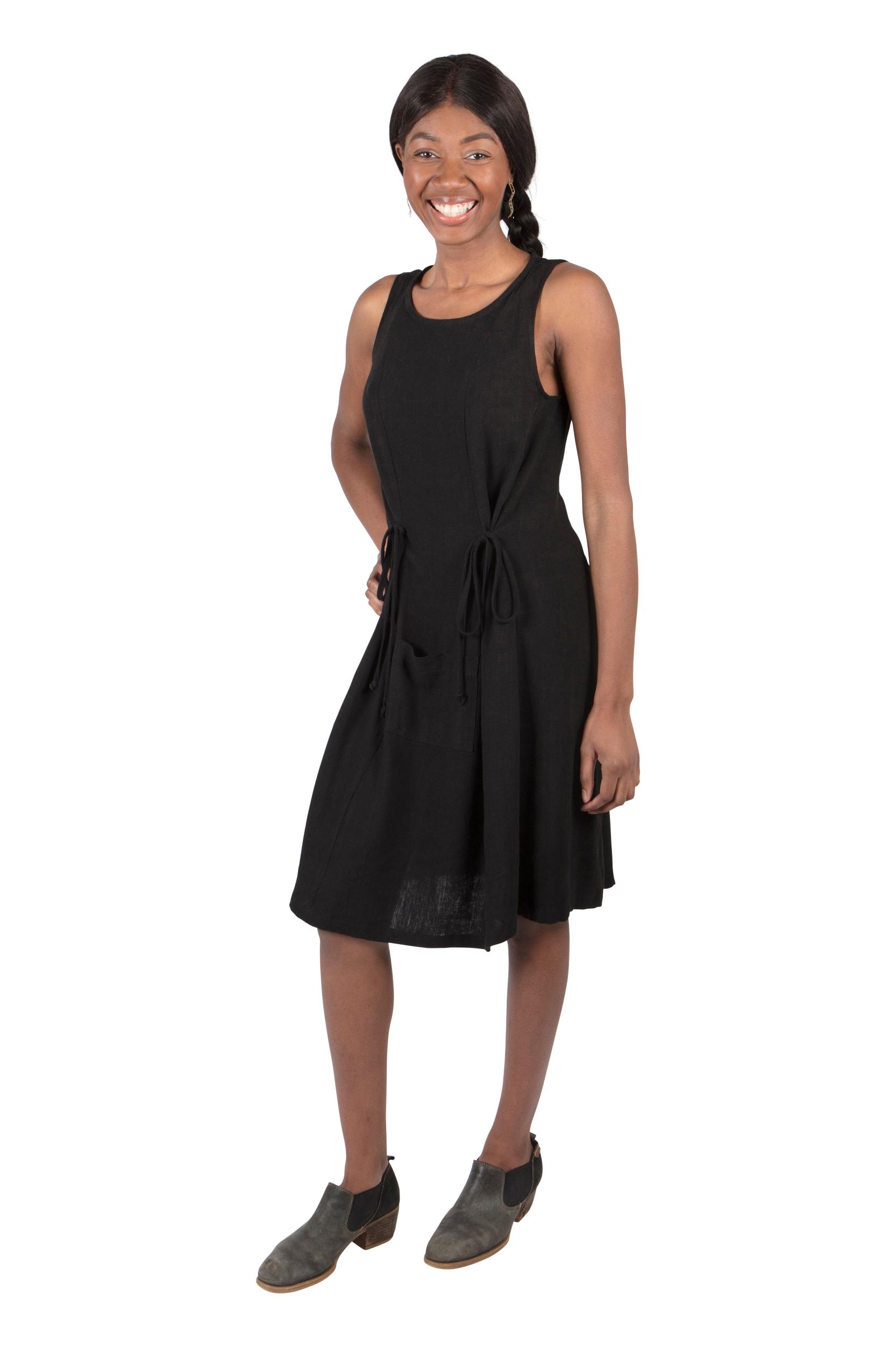 Tia Dress in Black Linen Product Image