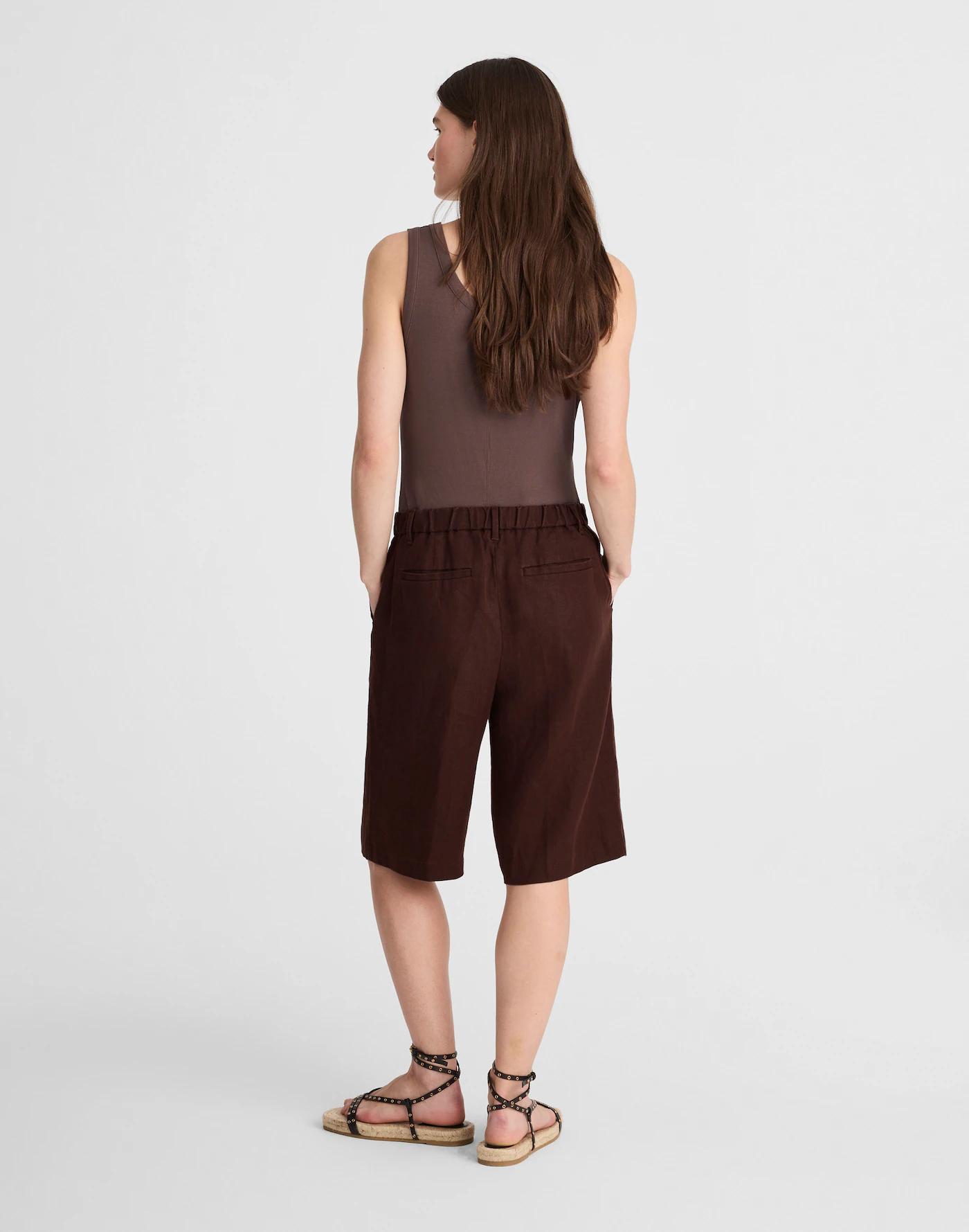 Relaxed Pleated Trouser Shorts in 100% Linen Product Image