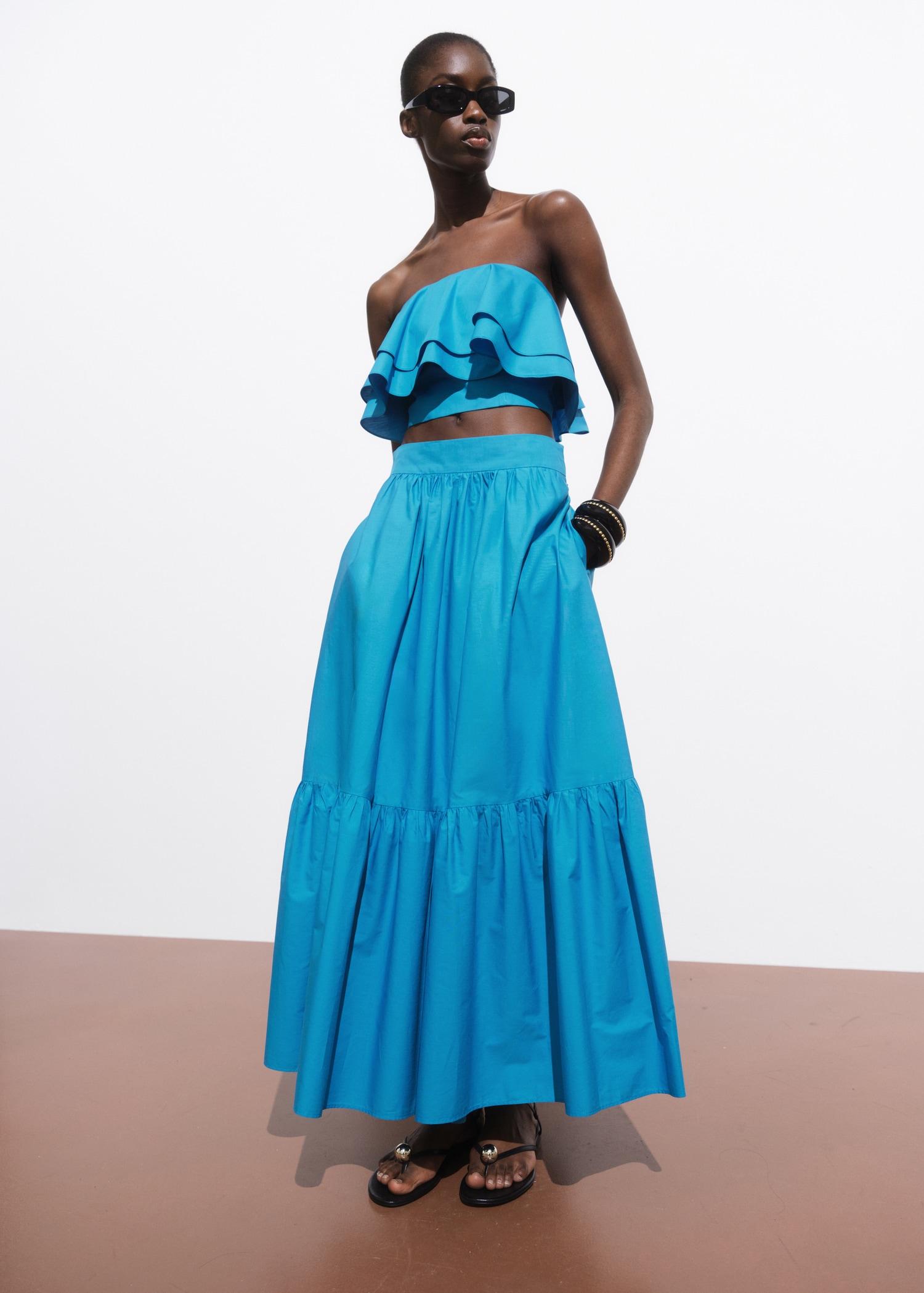 Strapless cotton top - Women | MANGO USA Product Image