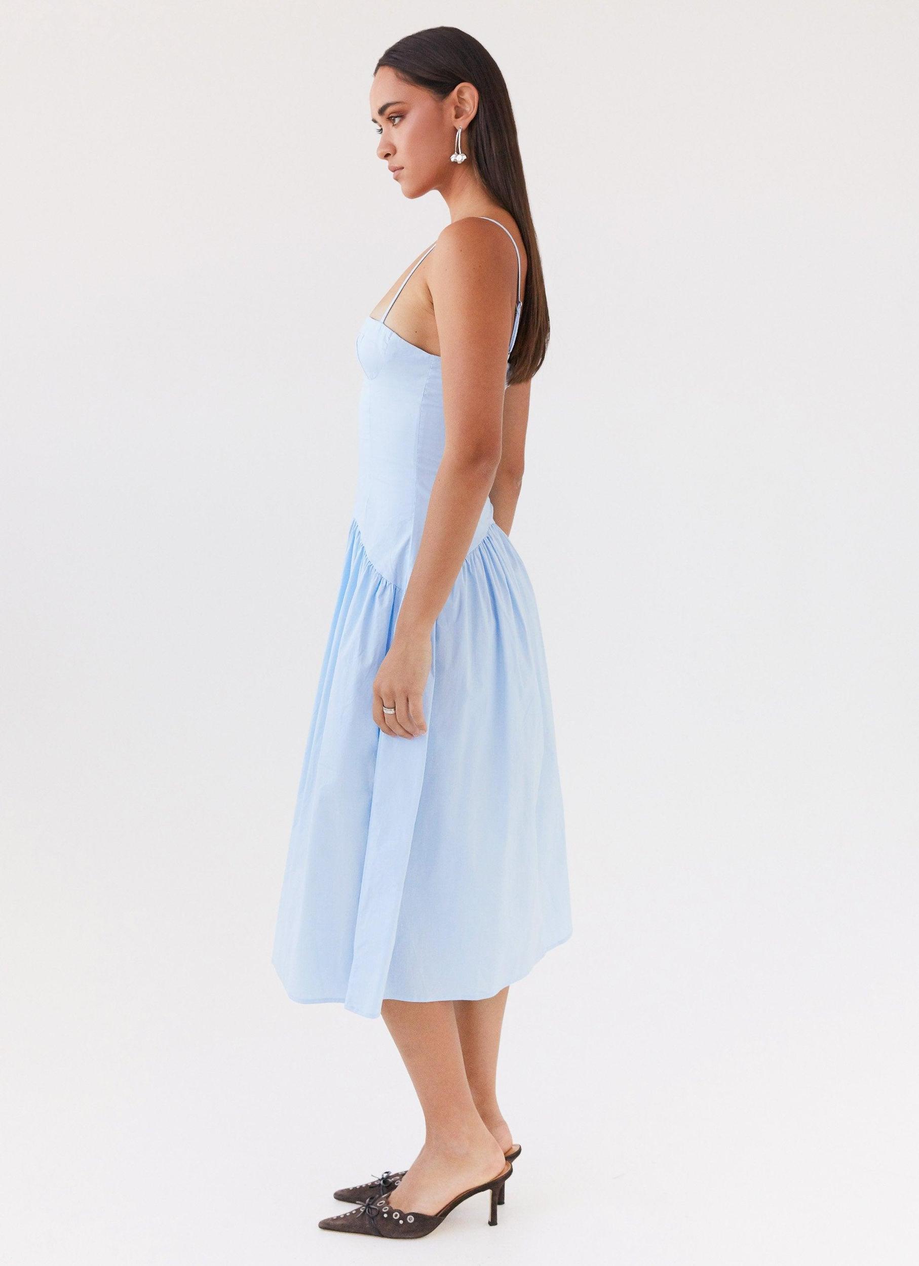 Yvette Corset Midi Dress - Blue Product Image
