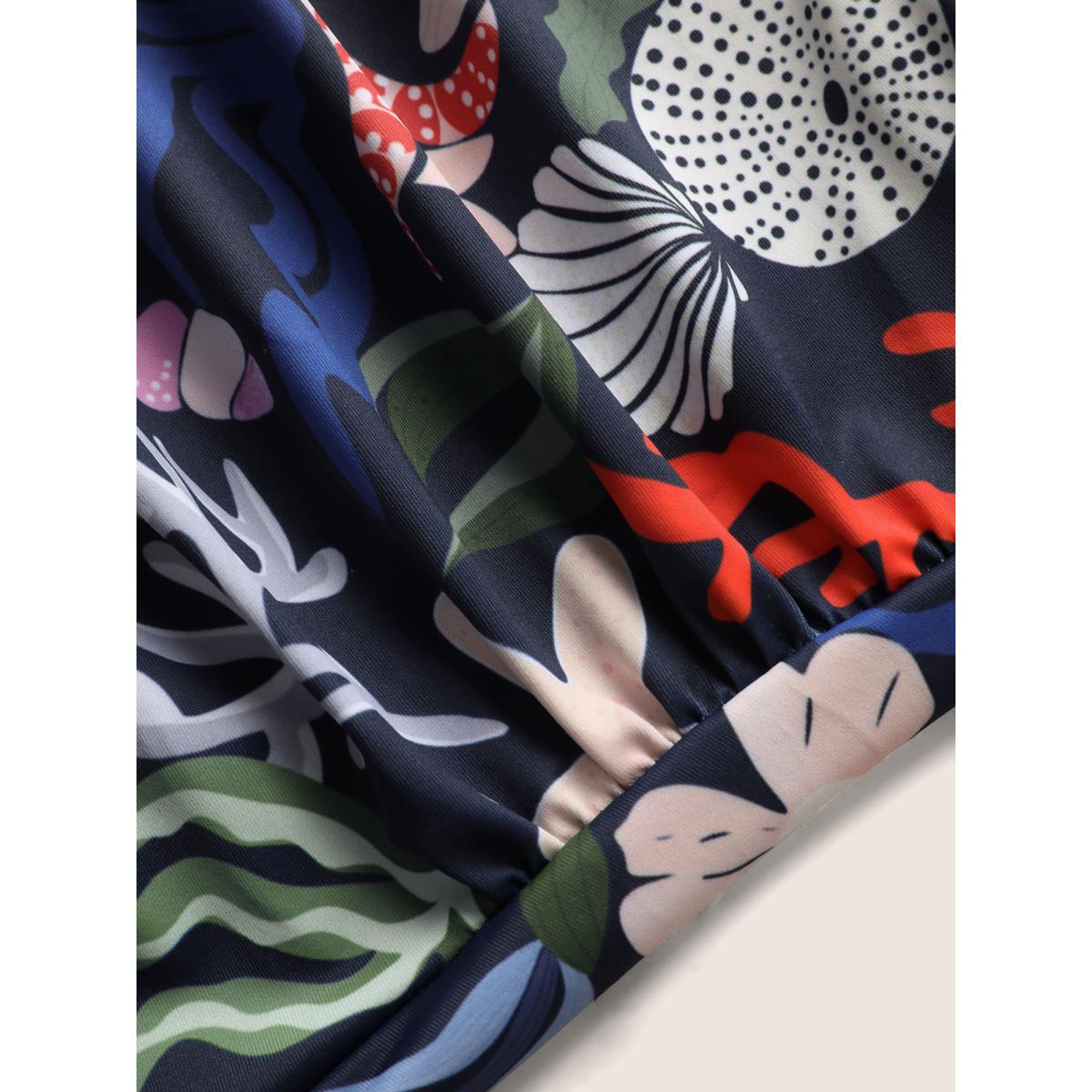 Plus Size Marine Elements Drawstring Gathered One Piece Swimsuit Women's Swimwear Multicolor Beach Gathered Curve Bathing Suits High stretch One Pieces BloomChic 18-20/2X Product Image