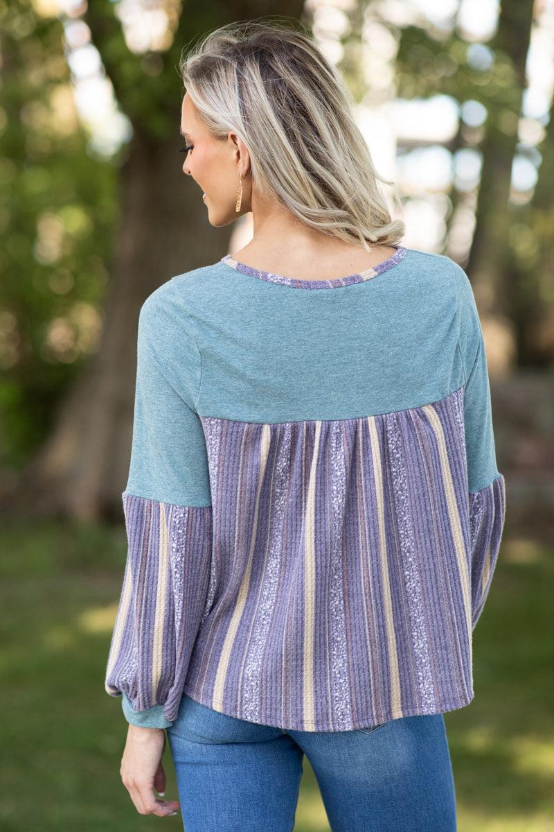 Mauve Multicolor Boho Print Babydoll Top Product Image