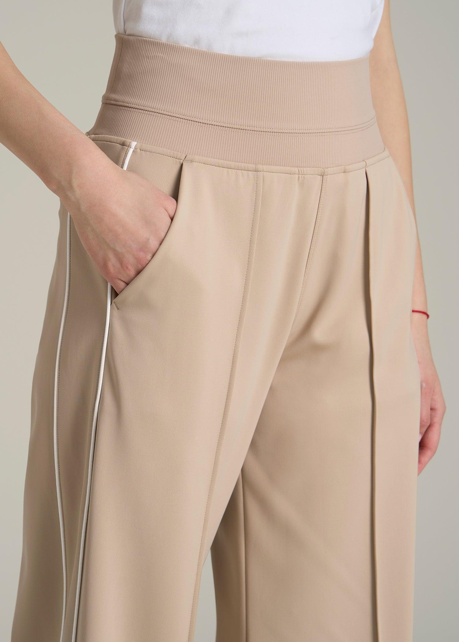 Track Pants with Piping for Tall Women in Clay Female Product Image
