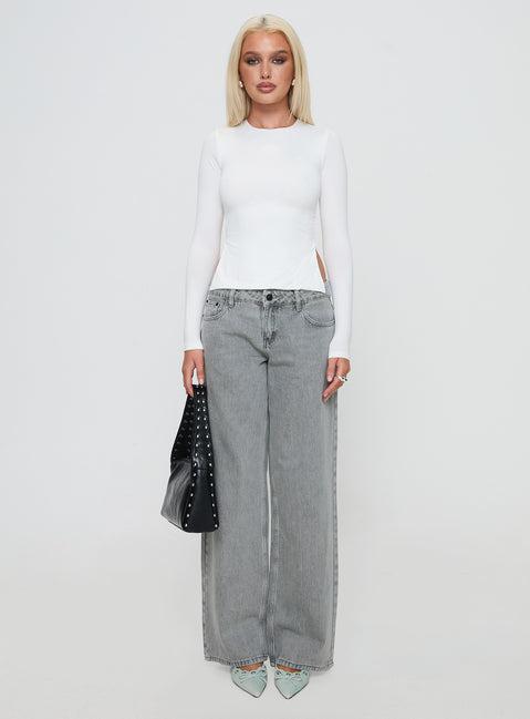 Ellanor Low Rise Straight Leg Jean Washed Grey Product Image