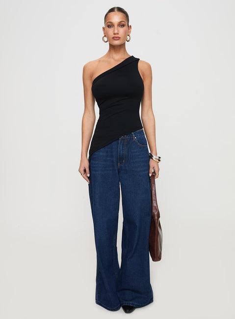 Lunah One Shoulder Top Black Product Image