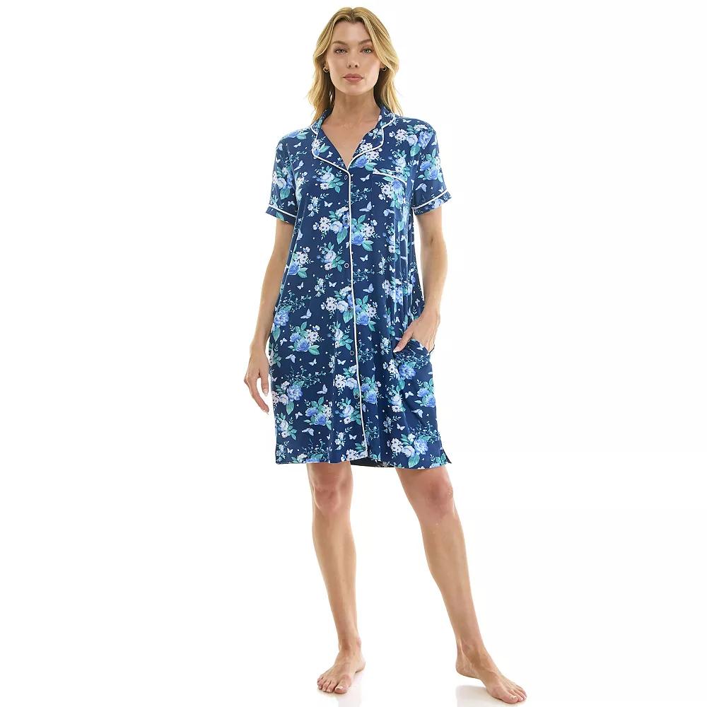 Women's Croft & Barrow® Notch Collar Short Sleeve Gown,  Product Image