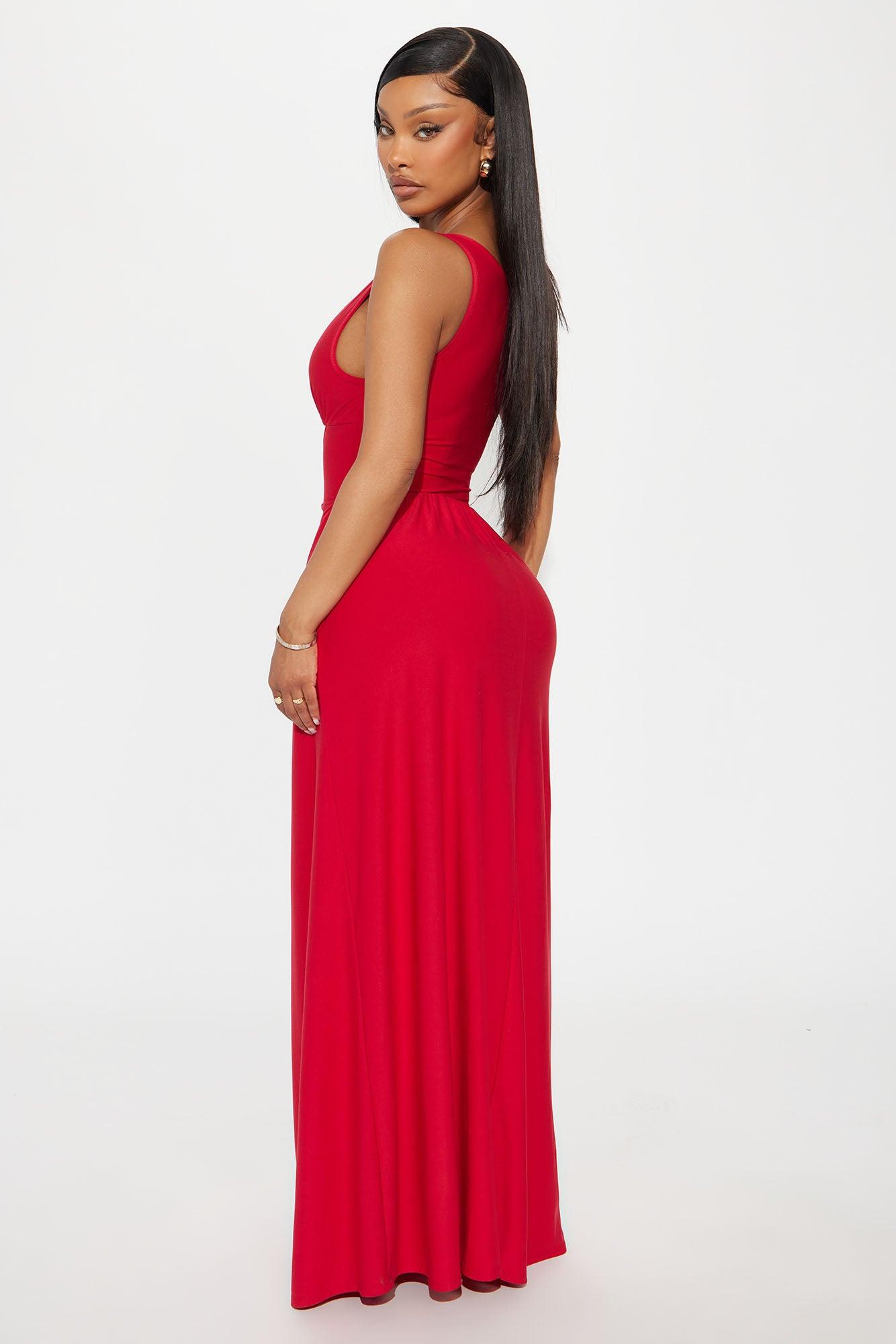 Ainsley Corset Maxi Dress - Red Product Image