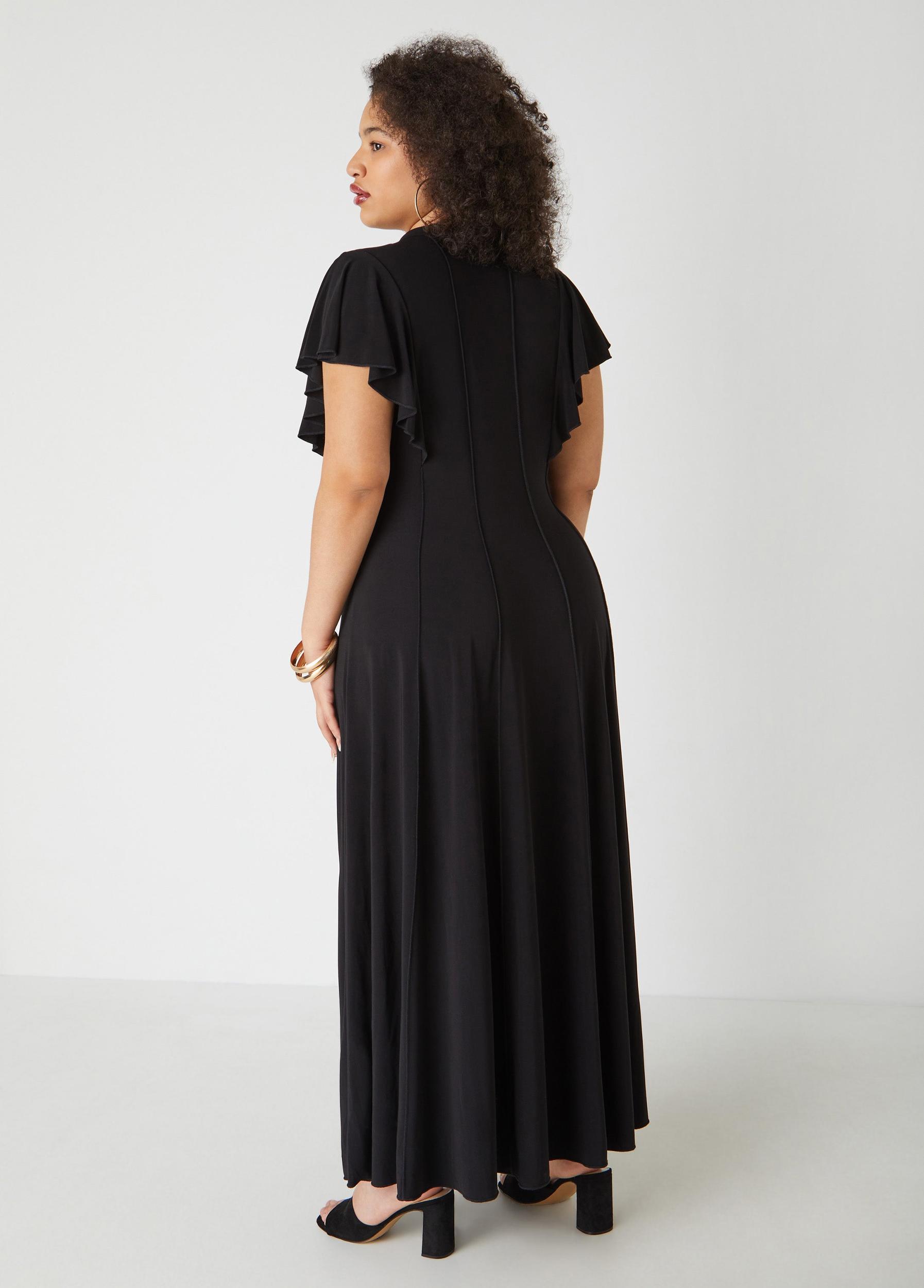 Ruffle Sleeved Seamed Maxi Dress Product Image
