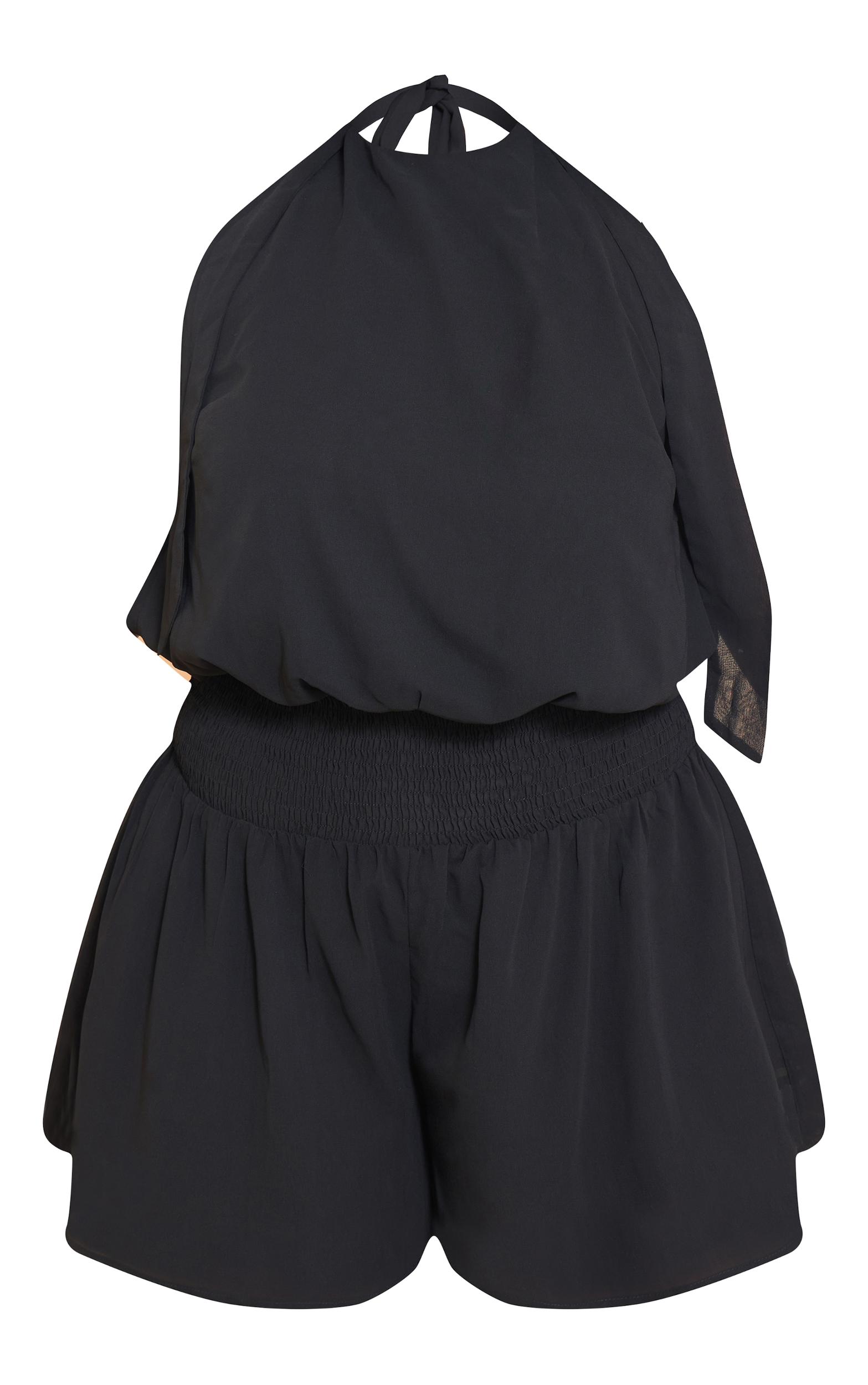 Plus Black Chiffon Halterneck Romper Product Image