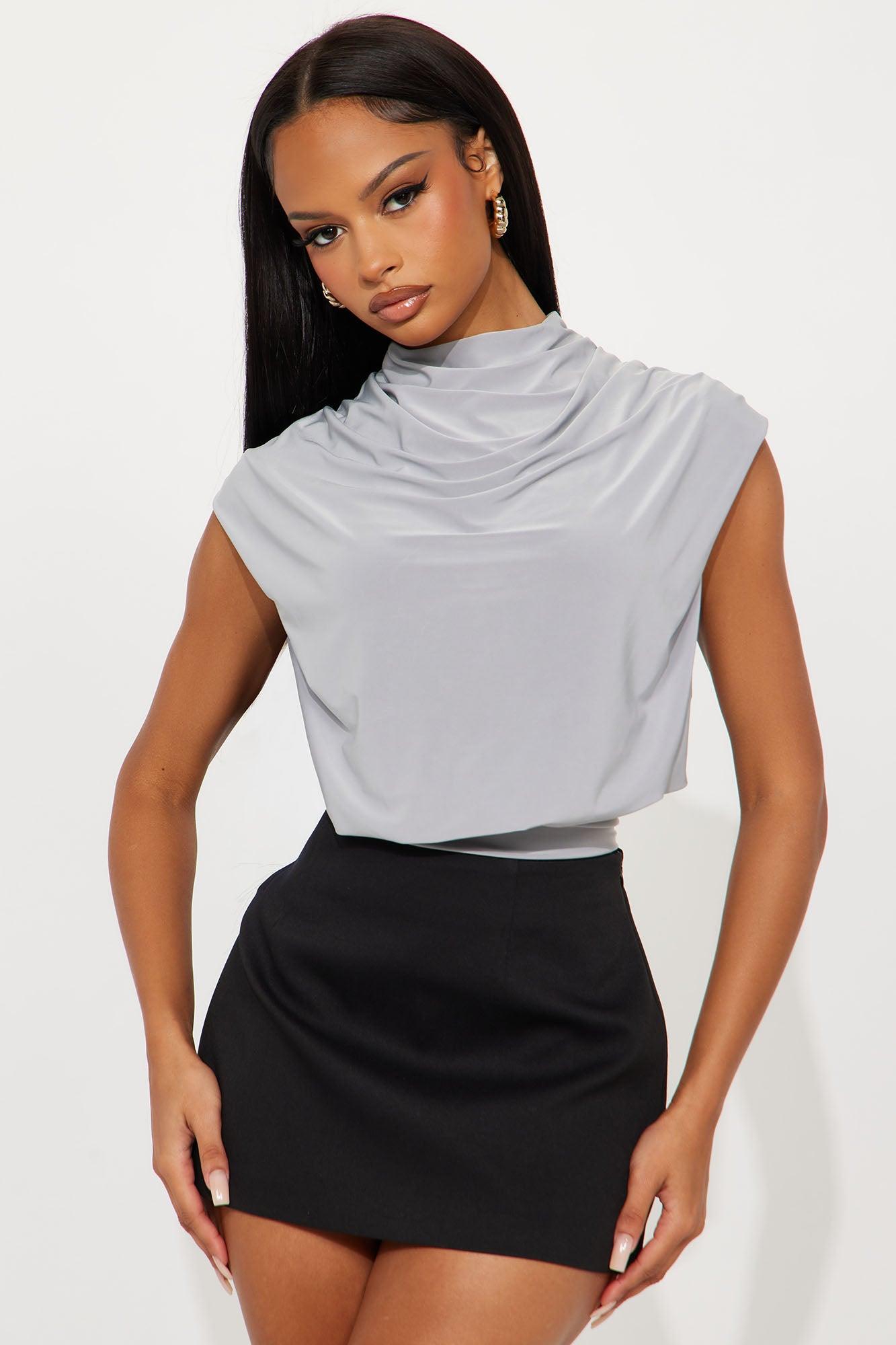 Justa High Neck Ruched Top - Stone Female Product Image