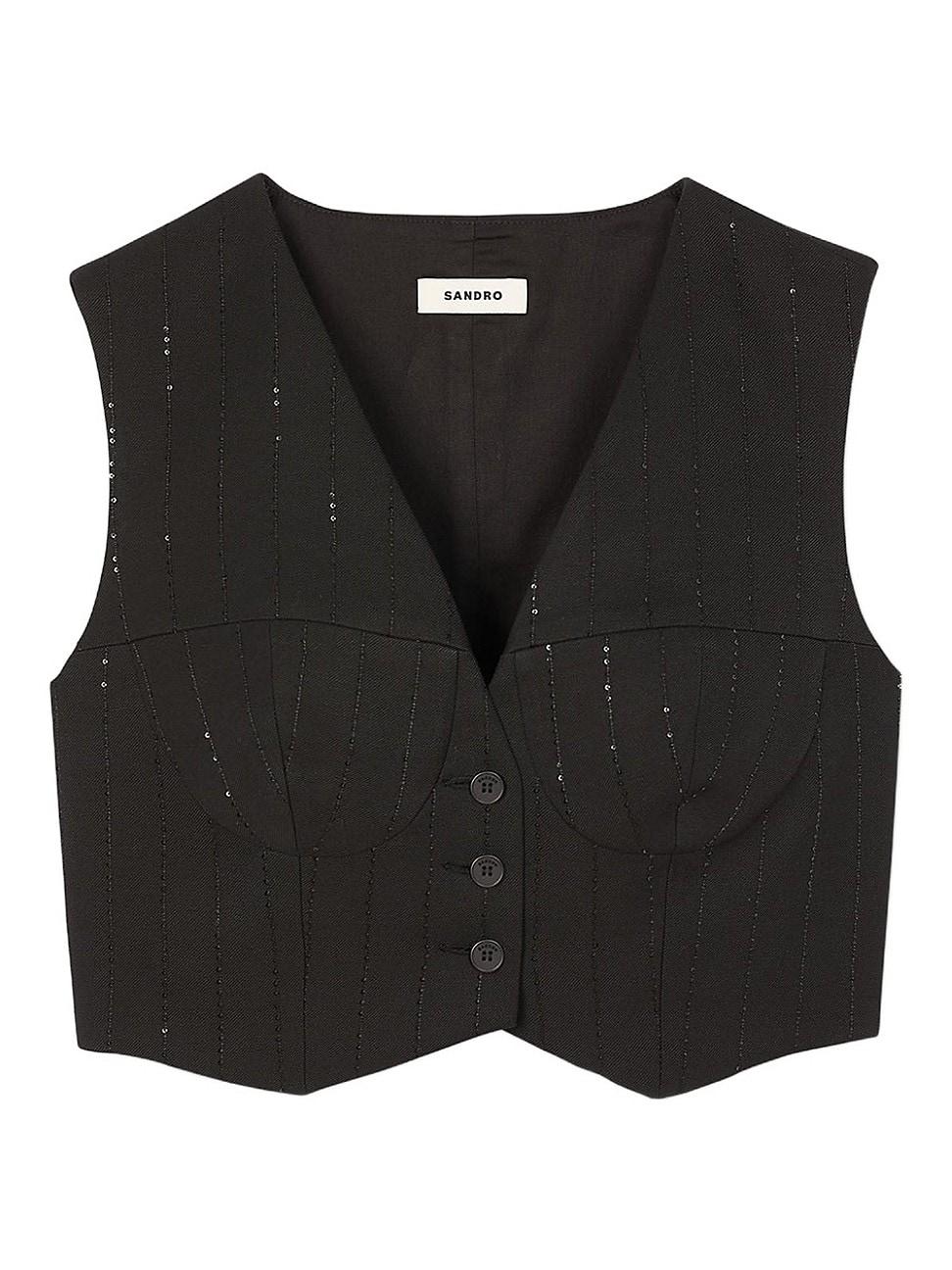 Womens Sequin Cropped Jacket Vest Product Image