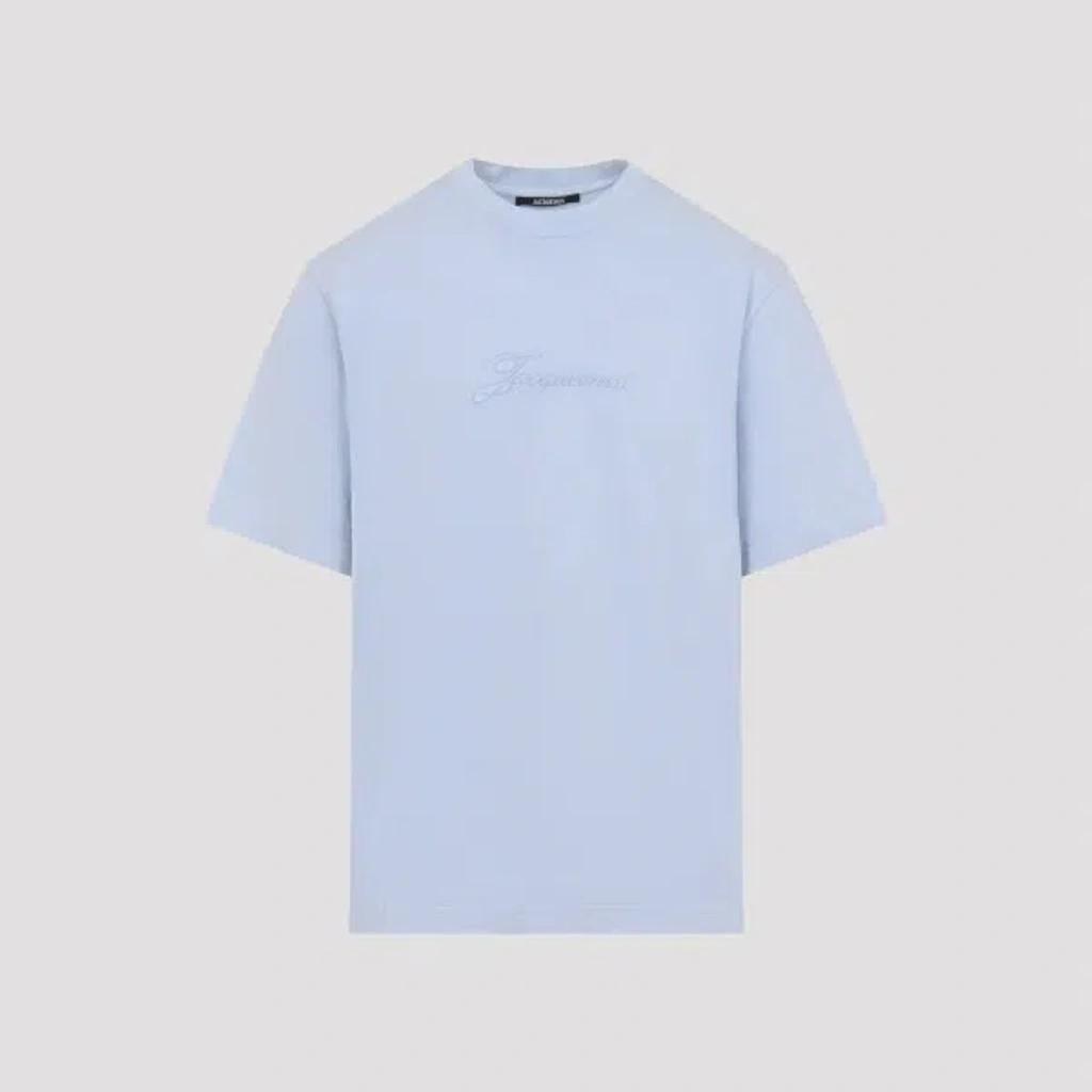 JACQUEMUS Mens Blue Pigmento Log-embroidered Cotton T-shirt Xl Product Image