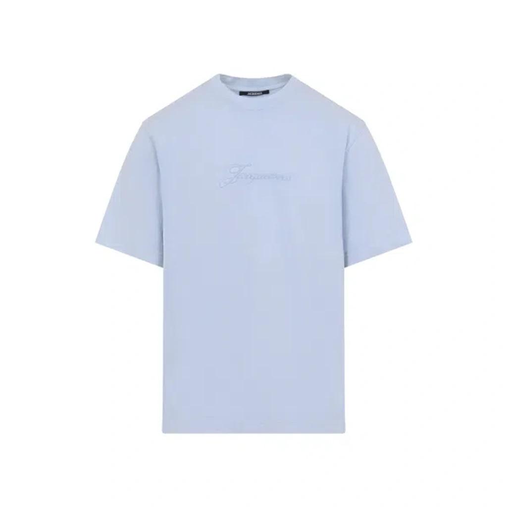 JACQUEMUS Mens Blue Pigmento Log-embroidered Cotton T-shirt Xl Product Image