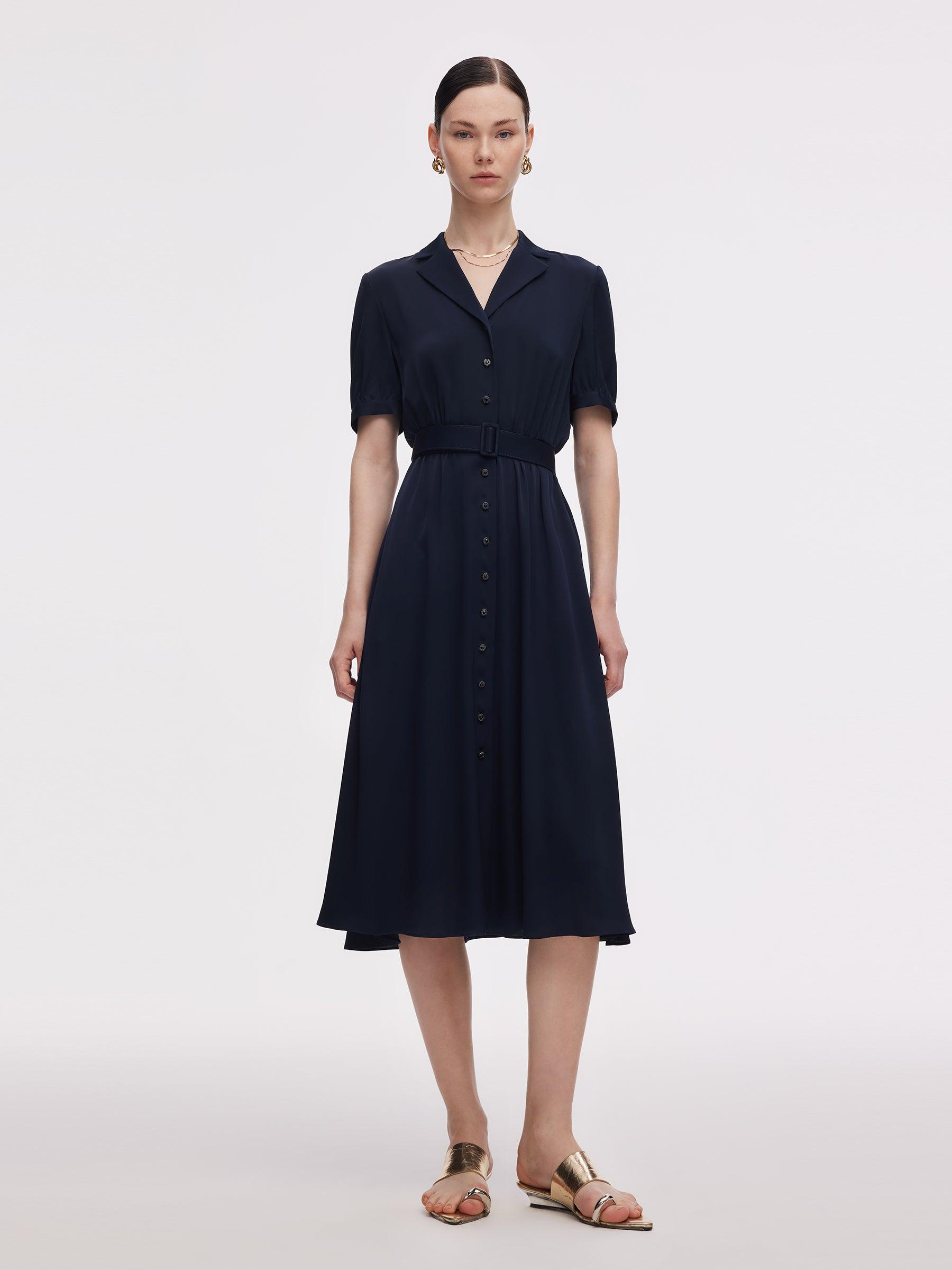 22MM Mulberry Silk Women Midi Dress With Belt Product Image
