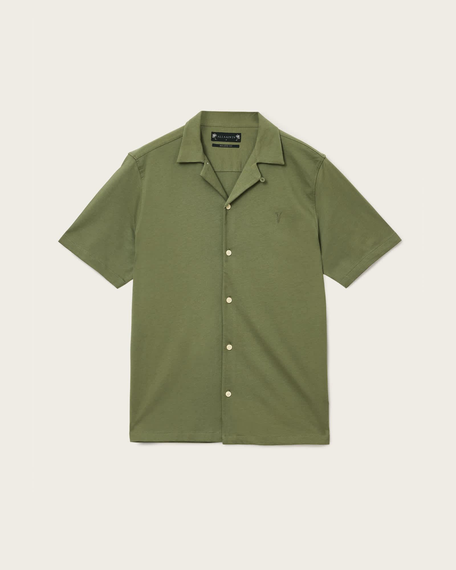 Hudson Relaxed Fit Ramskull Shirt EDEN GREEN | ALLSAINTS US Product Image