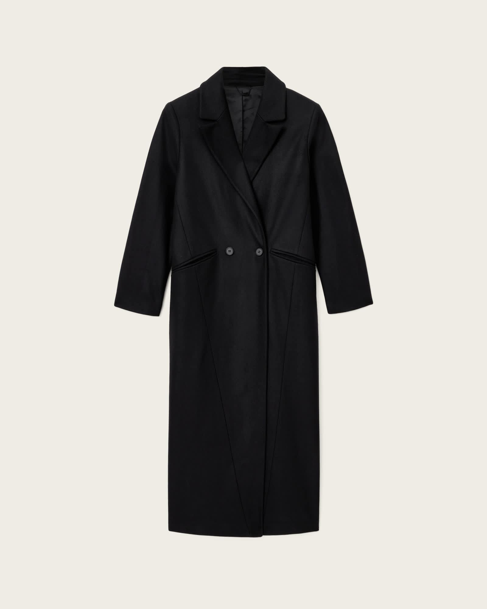 Nellie Double Breasted Coat Black | ALLSAINTS US Product Image