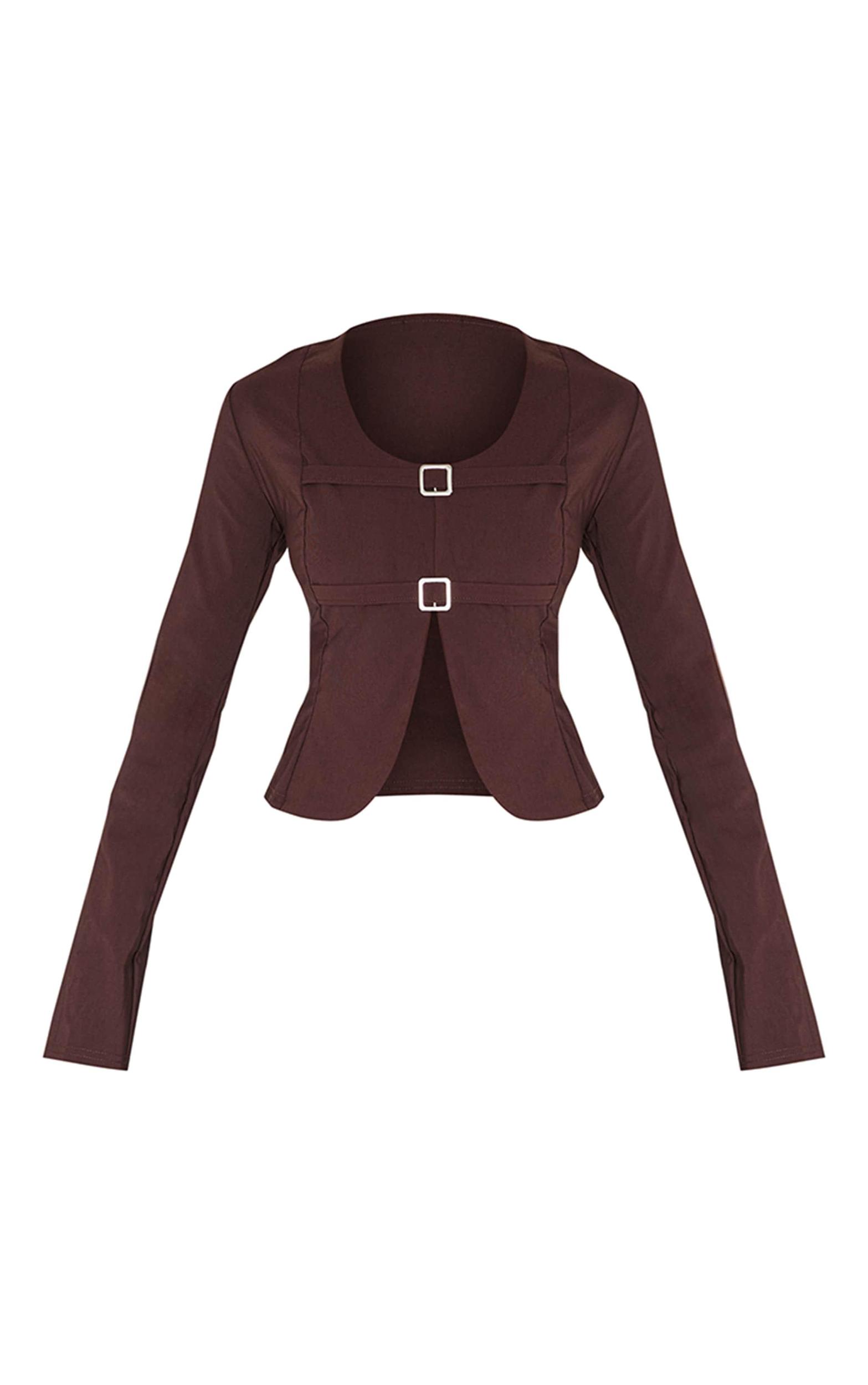 Brown Bengaline Buckle Fitted Shirt Product Image