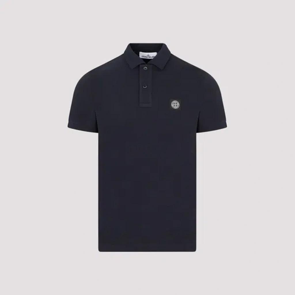 STONE ISLAND Mens Black Brand-patch Regular-fit Stretch-cotton Polo Shirt Xl Product Image