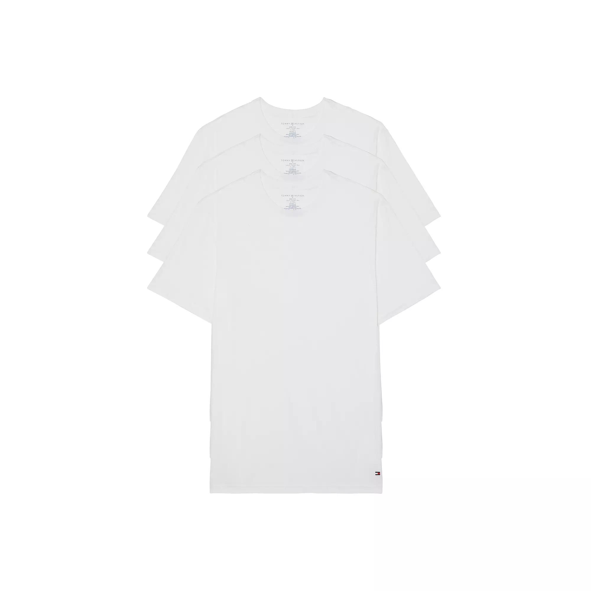 Men's Tommy Hilfiger 3-pack Cotton Classic Crew Neck T-Shirt with Moisture Wicking, Size: Medium, White Product Image