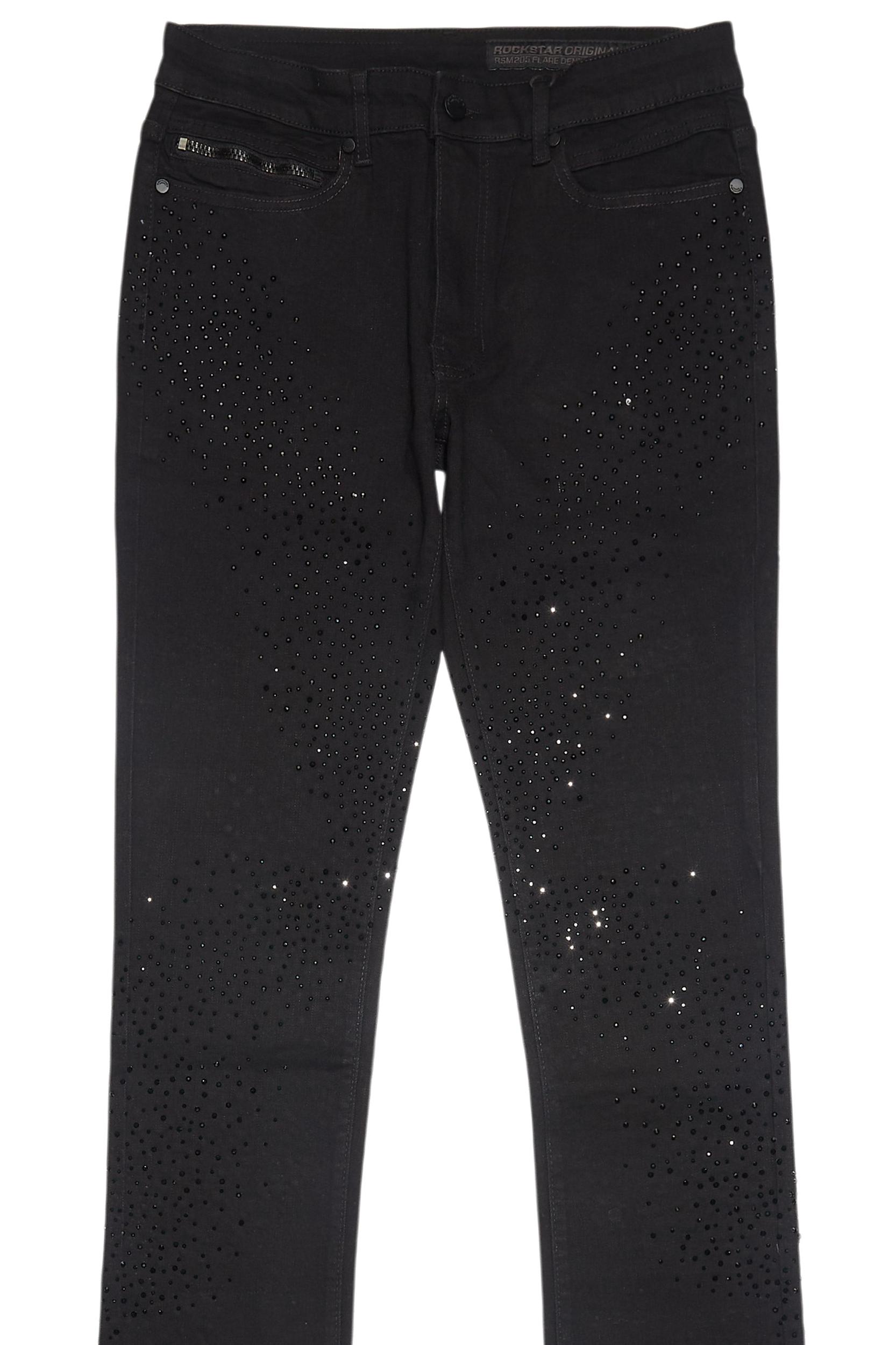 Carti Black Rhinestone Stacked Flare Jean Male Product Image
