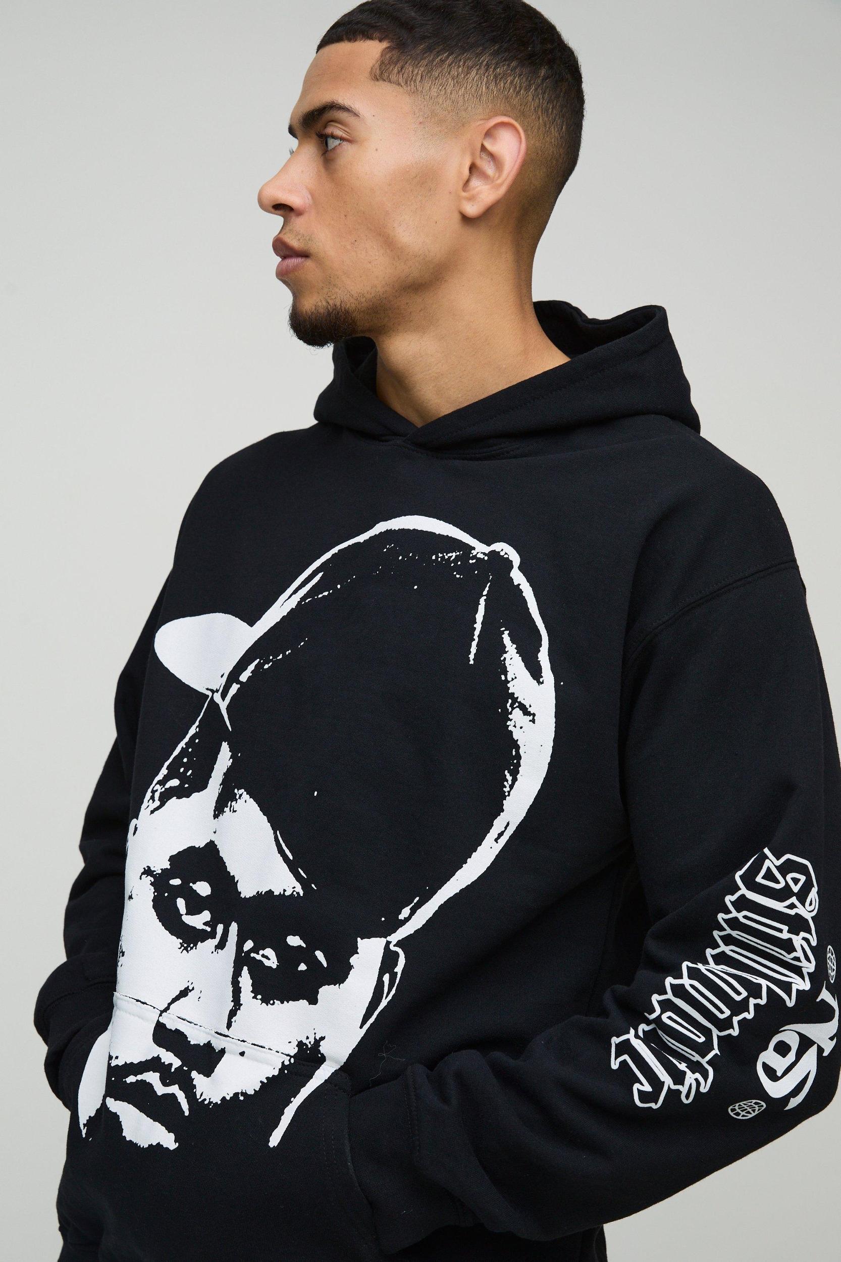 Oversized Nas License Print Hoodie | boohooMAN USA Product Image