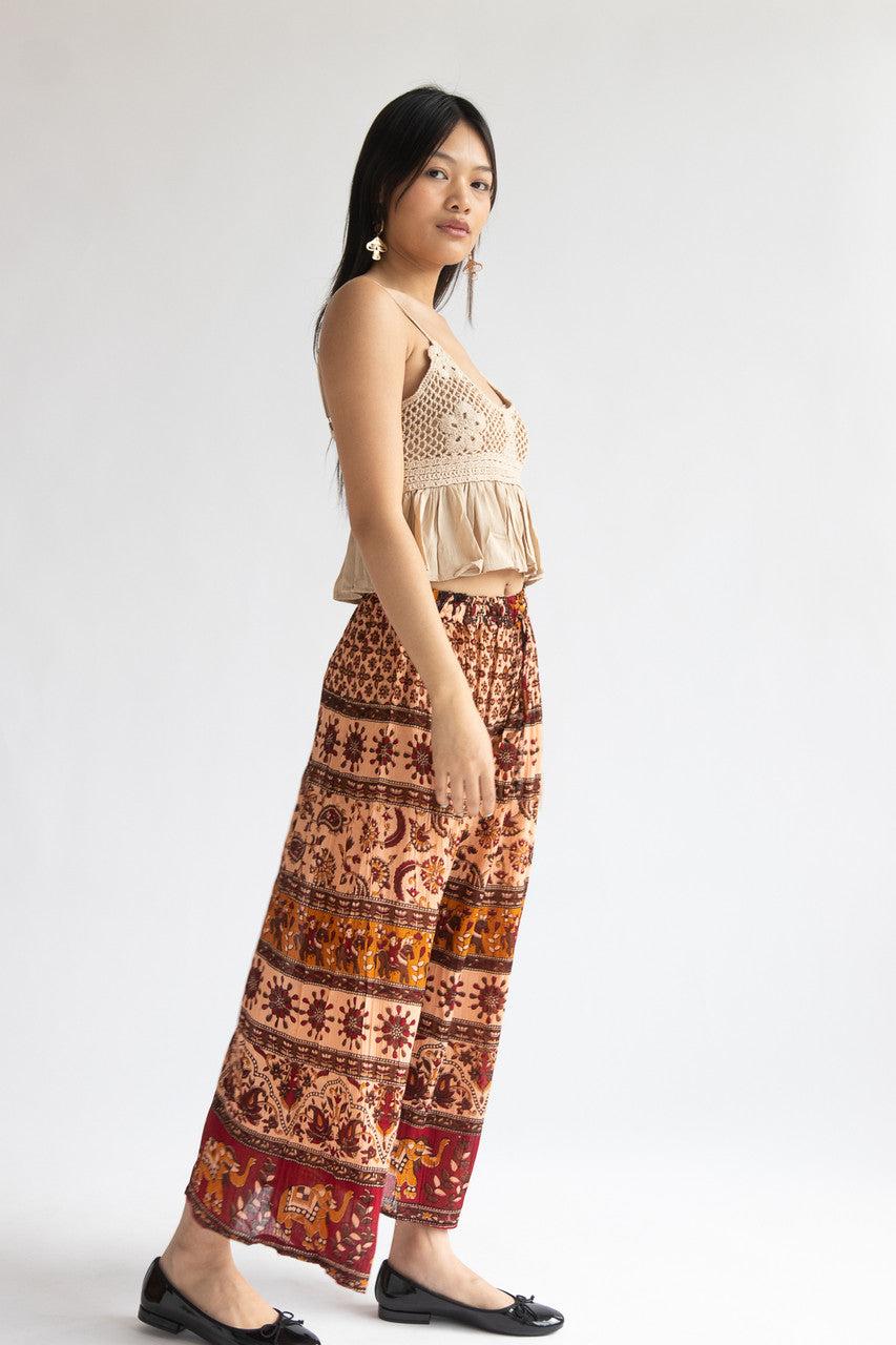 Border Print Wide Leg Pants Product Image