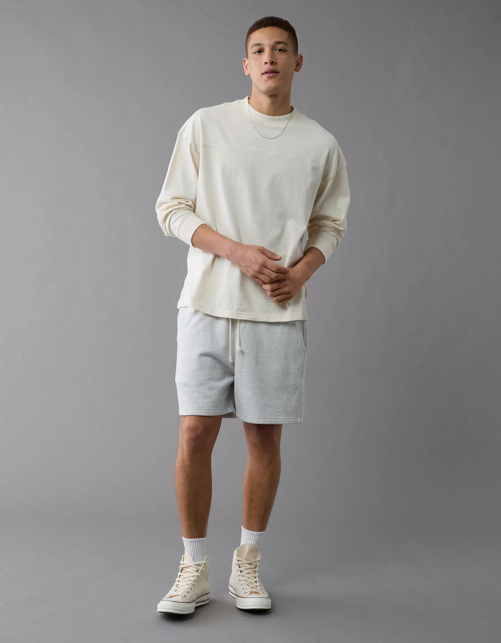 AE Long-Sleeve Boxy Sueded Jersey T-Shirt Product Image