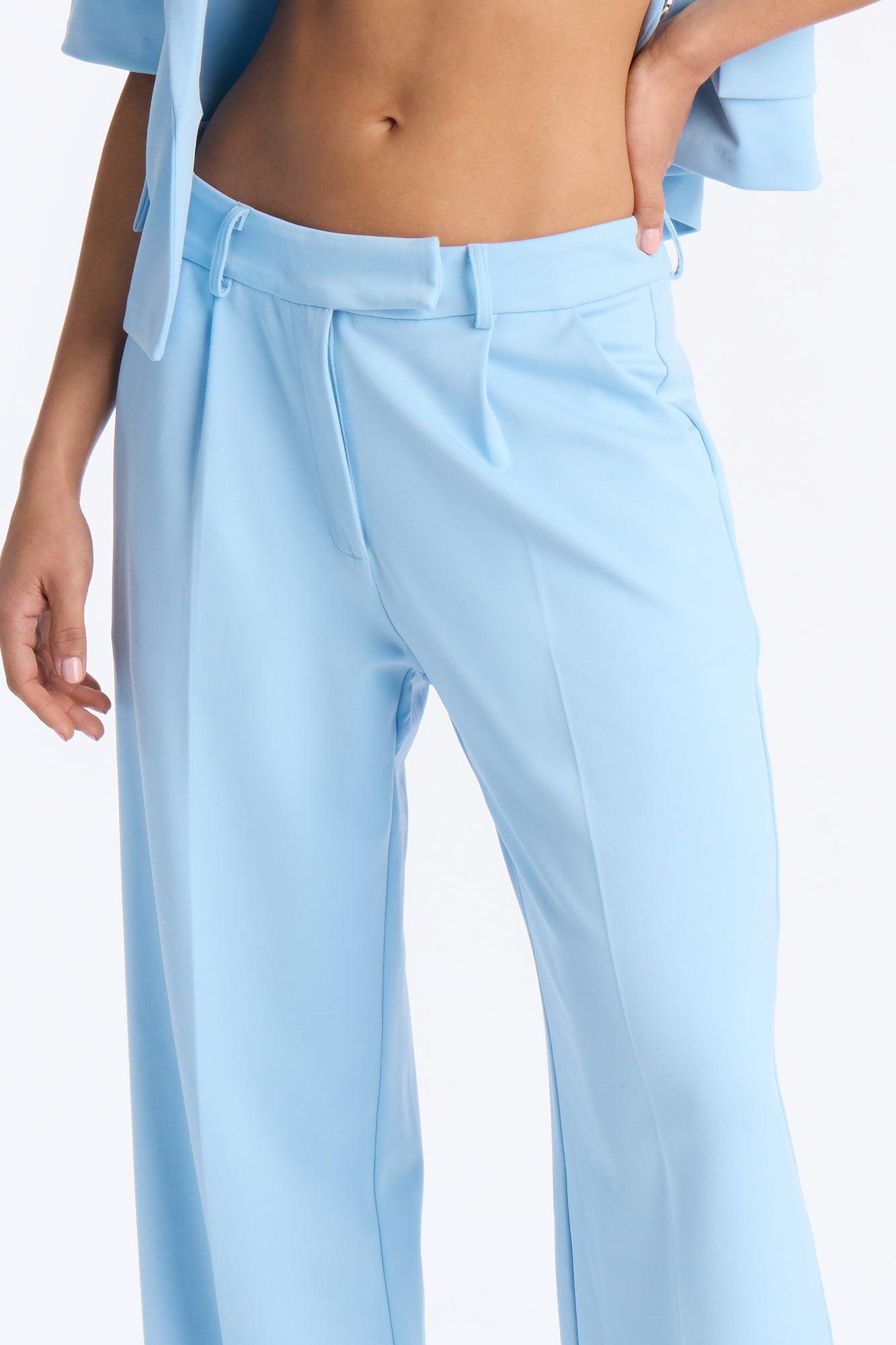 Kate Short Sleeve Blazer Pant Set - Light Blue Female Product Image