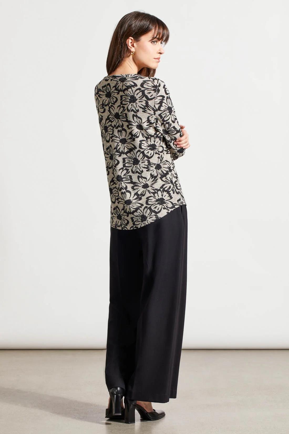 MELANGE KNIT TOP WITH SHIRRING DETAILS Product Image