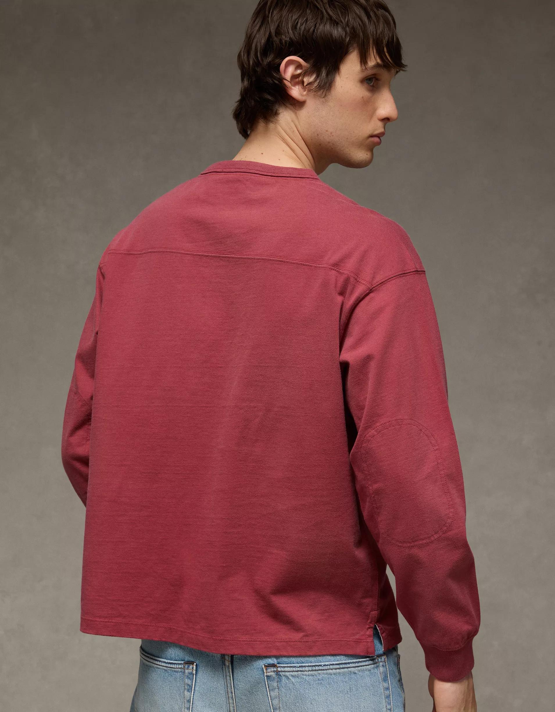 AE Boxy Long-Sleeve V-Neck T-Shirt Product Image