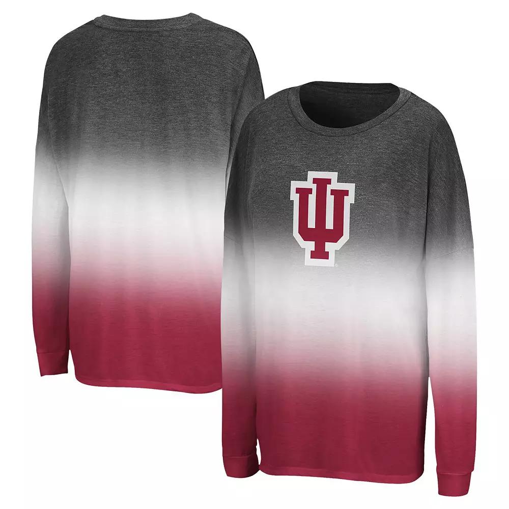 Women's Colosseum Black Indiana Hoosiers Winkle Dip Dye Long Sleeve T-Shirt, Size: Medium Product Image