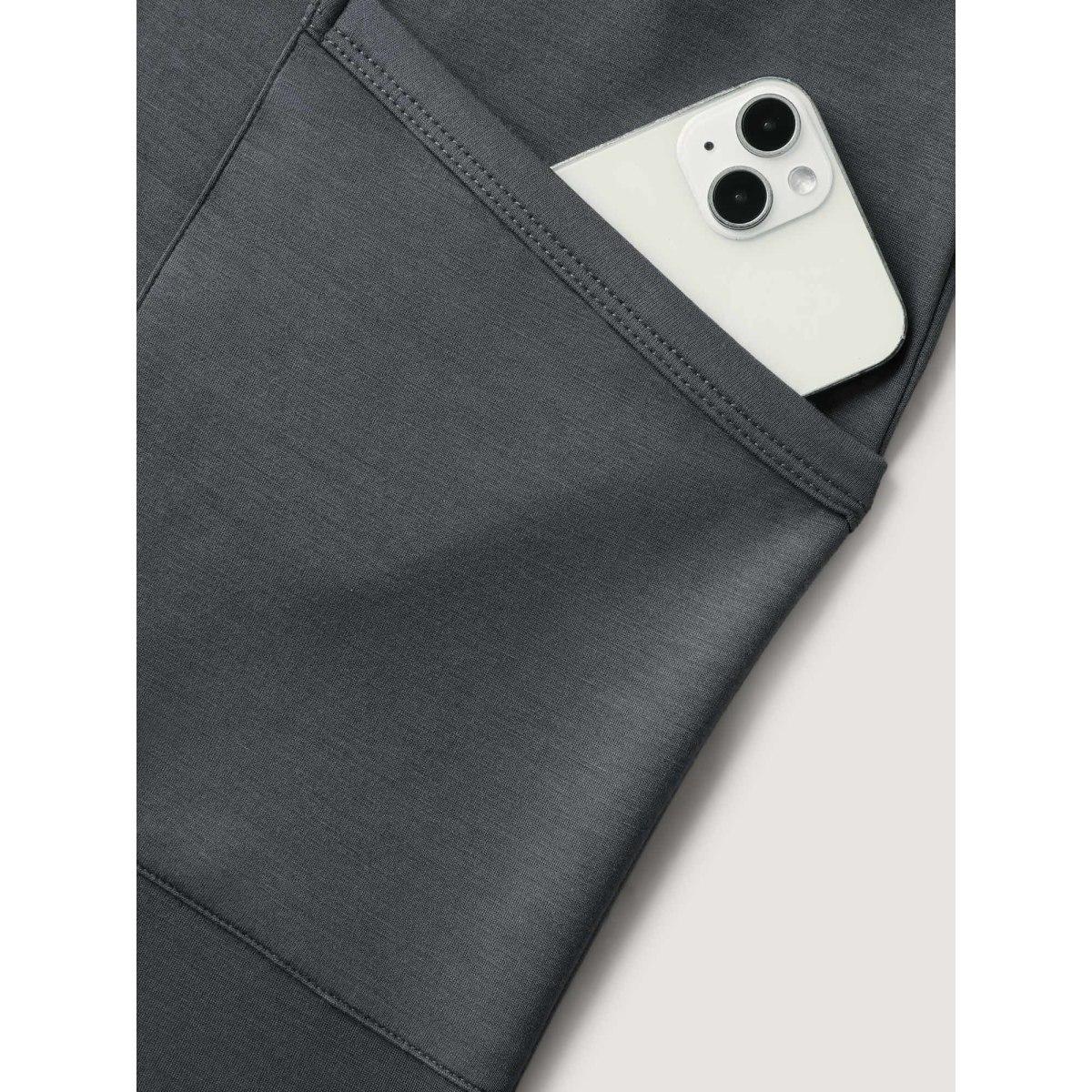 Plus Size Rolled Hem Drawstring Straight-Leg Pants Women Heather Leisure Straight Leg Mid Rise Casual Pants BloomChic 18-20/2X Product Image