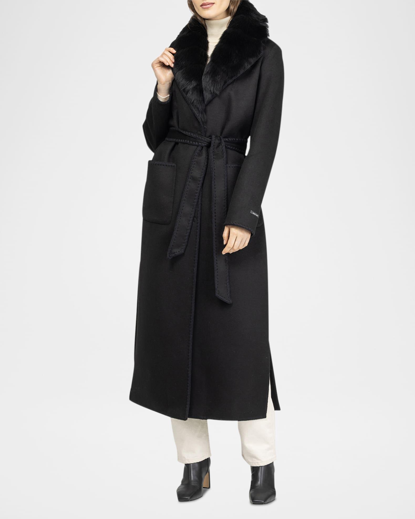 Belted Cashmere-Wool Coat with Detachable Merinillo Lamb Shearling Collar Product Image