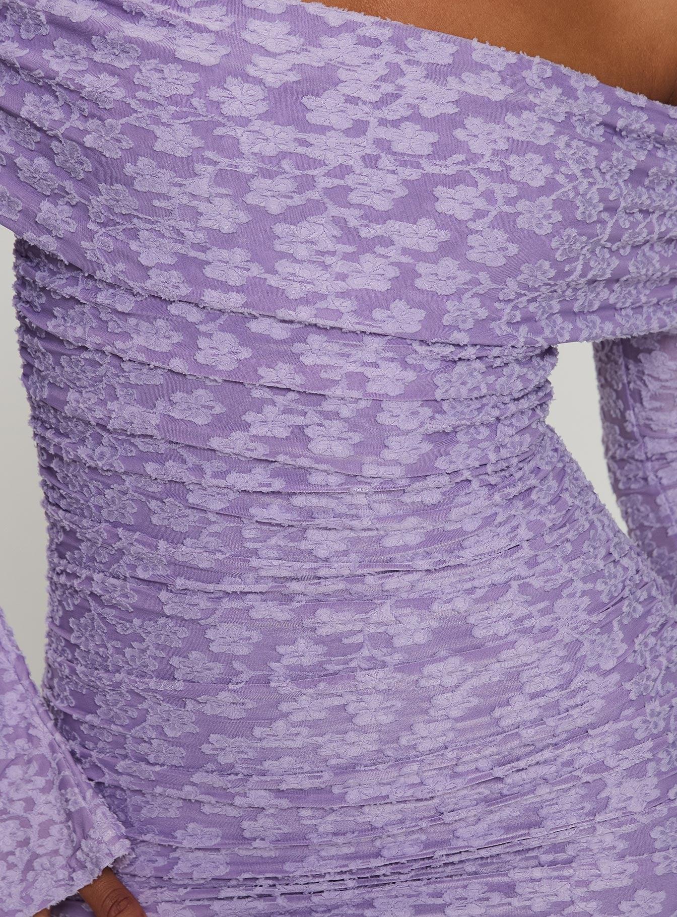 Intereste Long Sleeve Mini Dress Purple Product Image